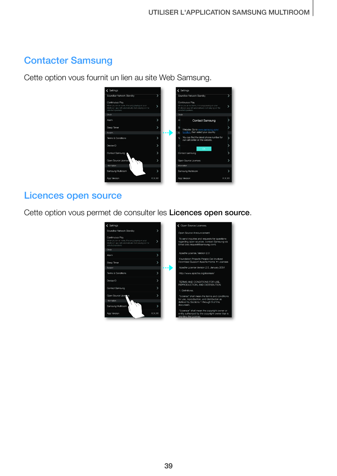 Samsung HW-J651/ZF manual Contacter Samsung, Licences open source 