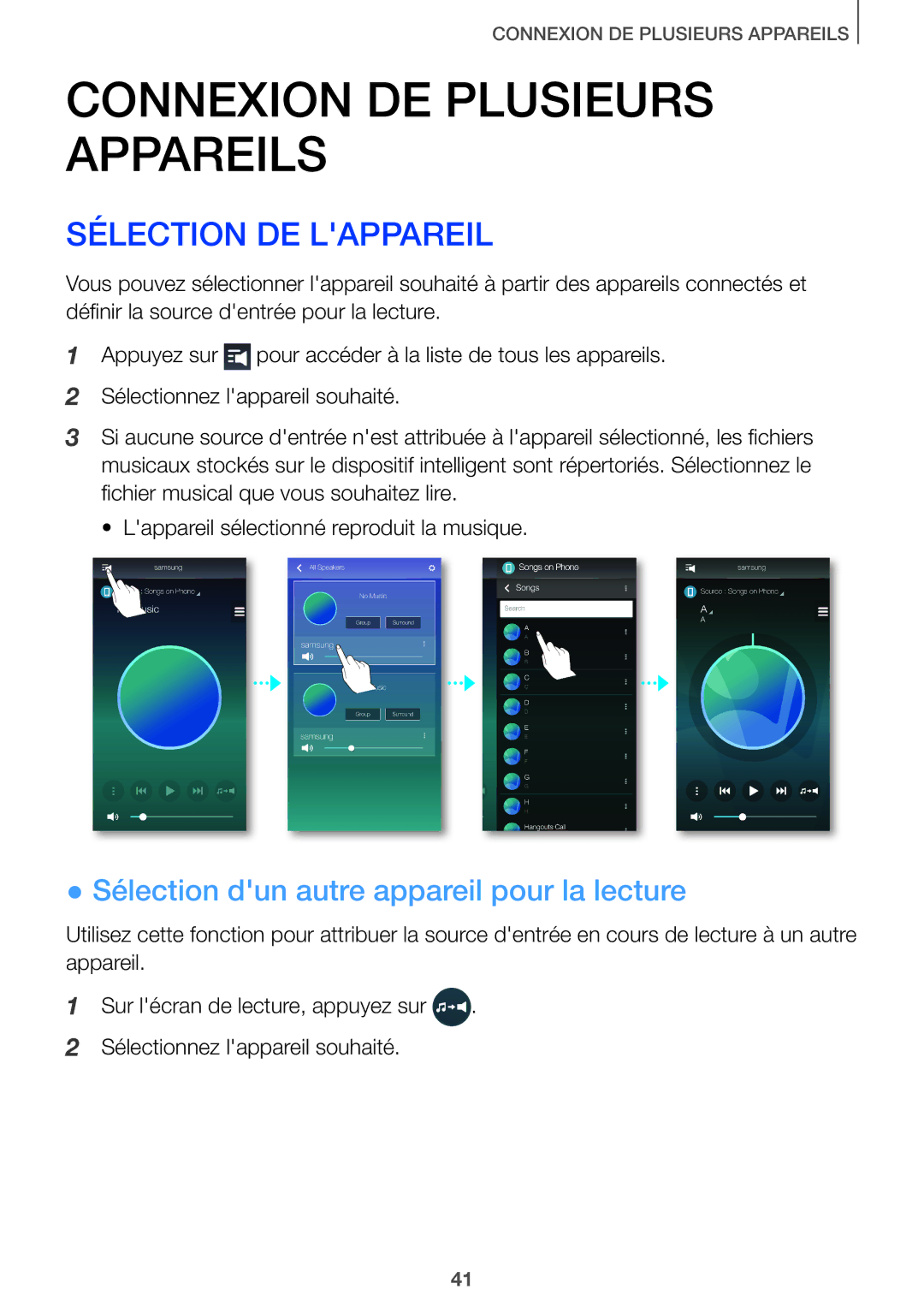 Samsung HW-J651/ZF manual Sélection DE Lappareil, Sélection dun autre appareil pour la lecture 