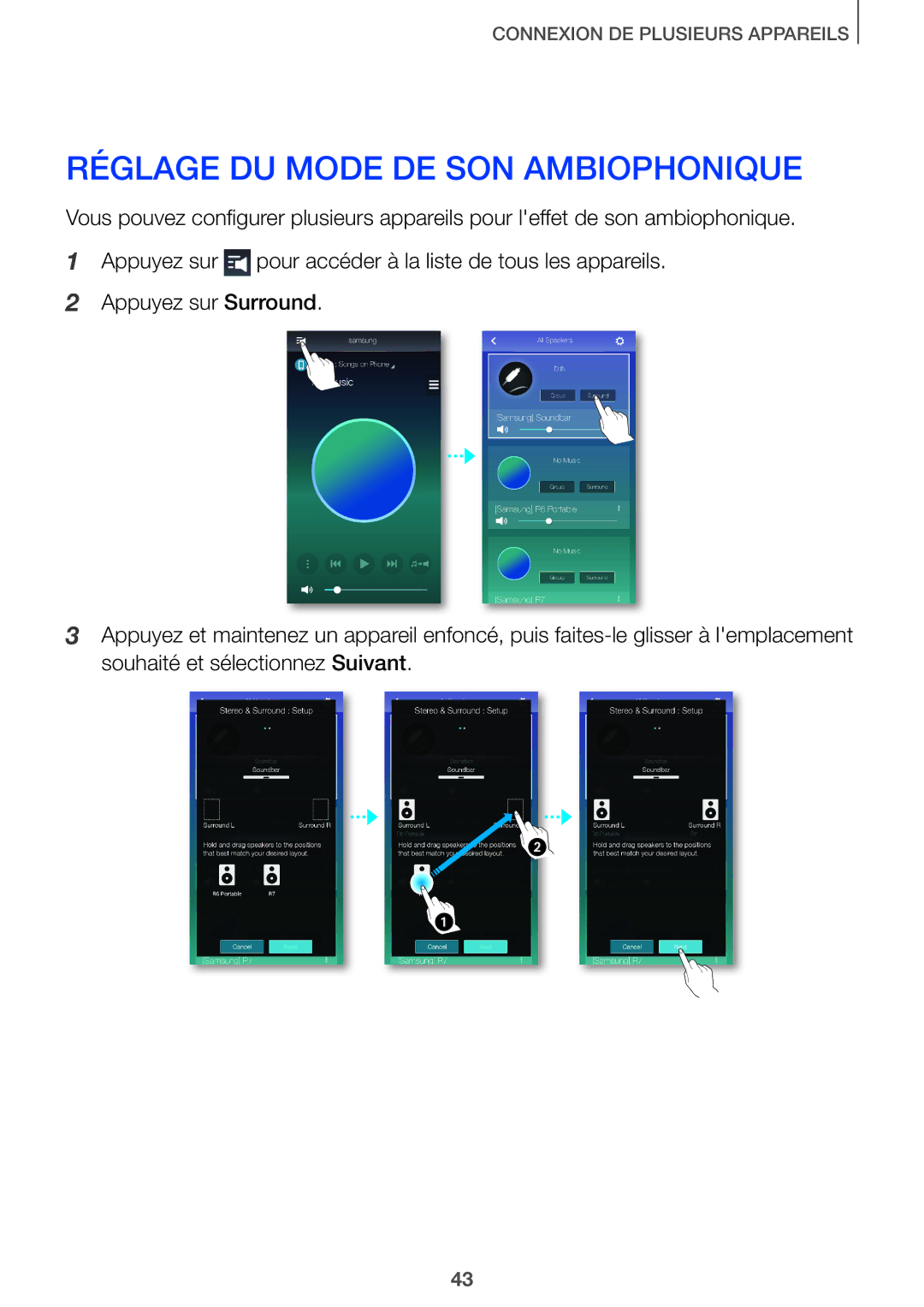 Samsung HW-J651/ZF manual Réglage DU Mode DE SON Ambiophonique 