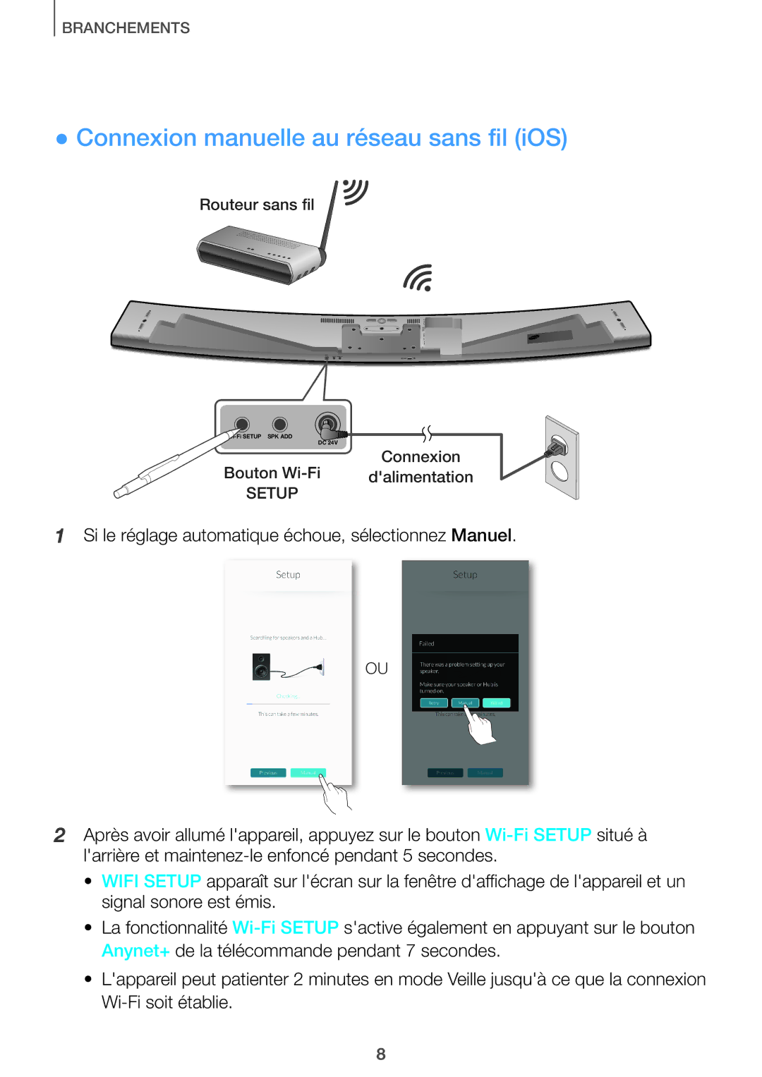 Samsung HW-J651/ZF manual Connexion manuelle au réseau sans fil iOS 