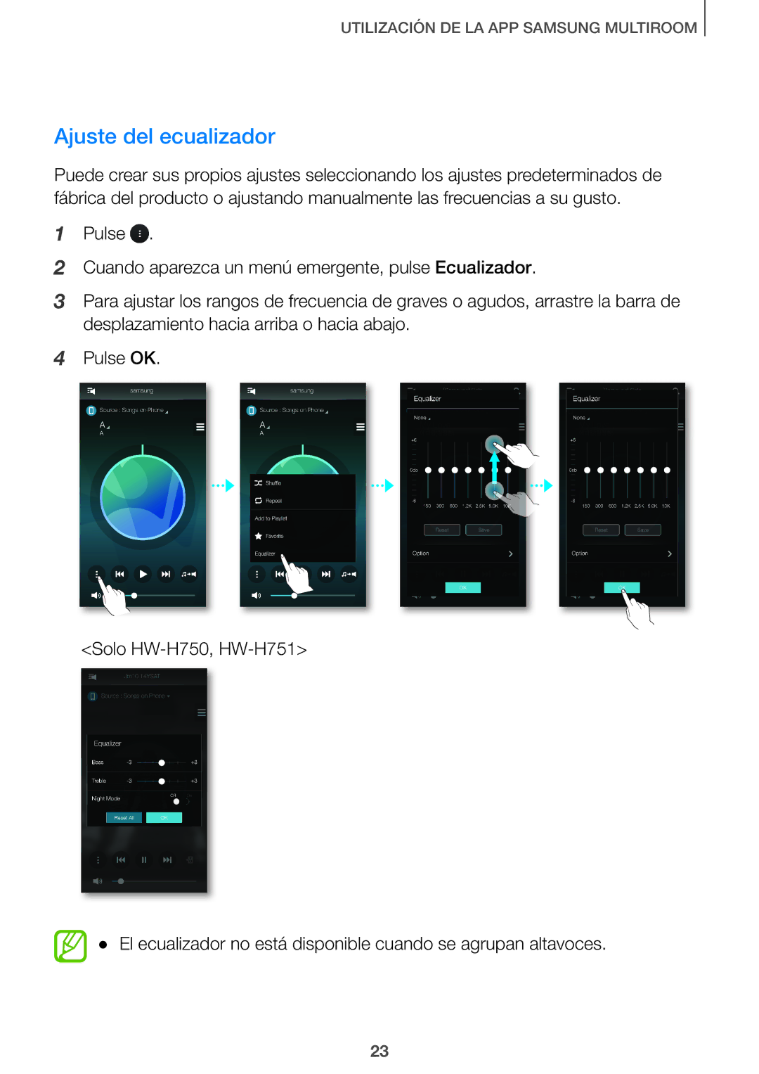 Samsung HW-J651/ZF manual Ajuste del ecualizador 