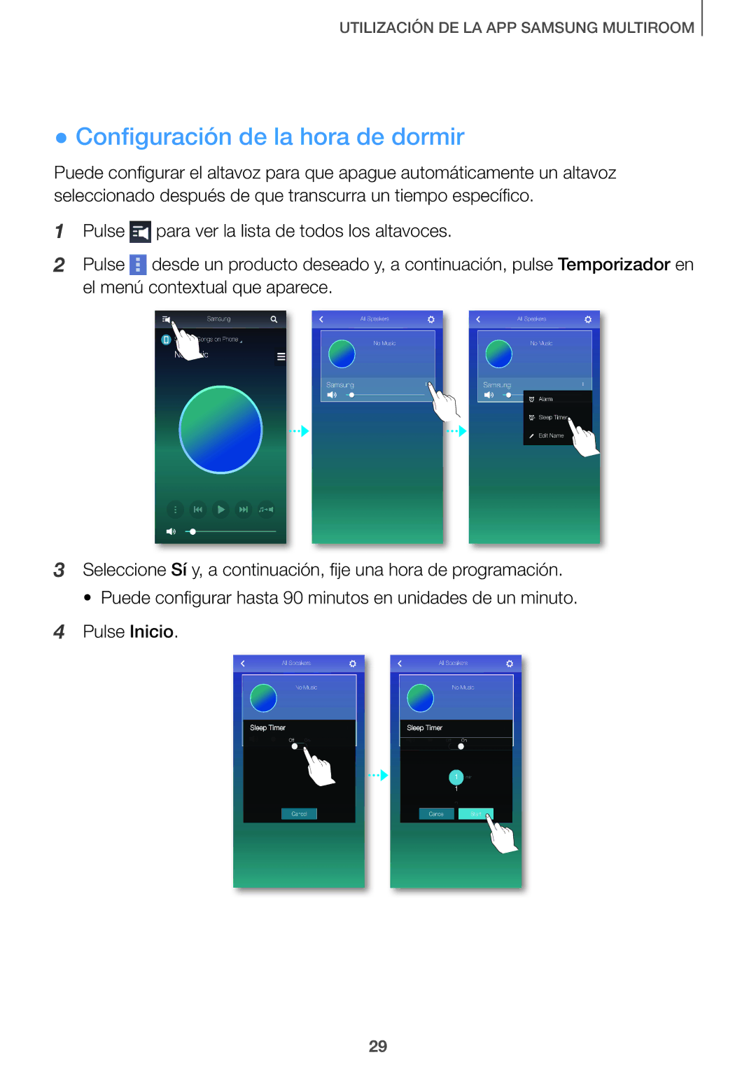 Samsung HW-J651/ZF manual Configuración de la hora de dormir 