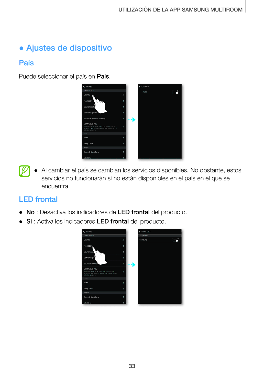 Samsung HW-J651/ZF manual Ajustes de dispositivo, País 