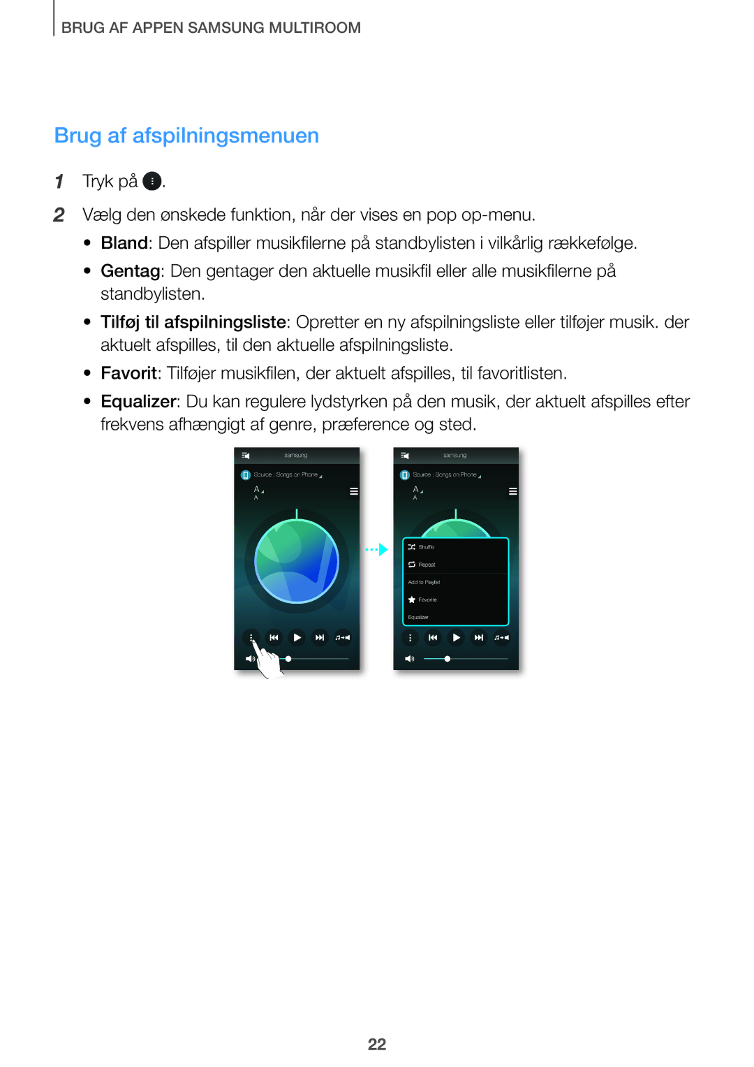 Samsung HW-J661/XE, HW-J660/XE manual Brug af afspilningsmenuen 