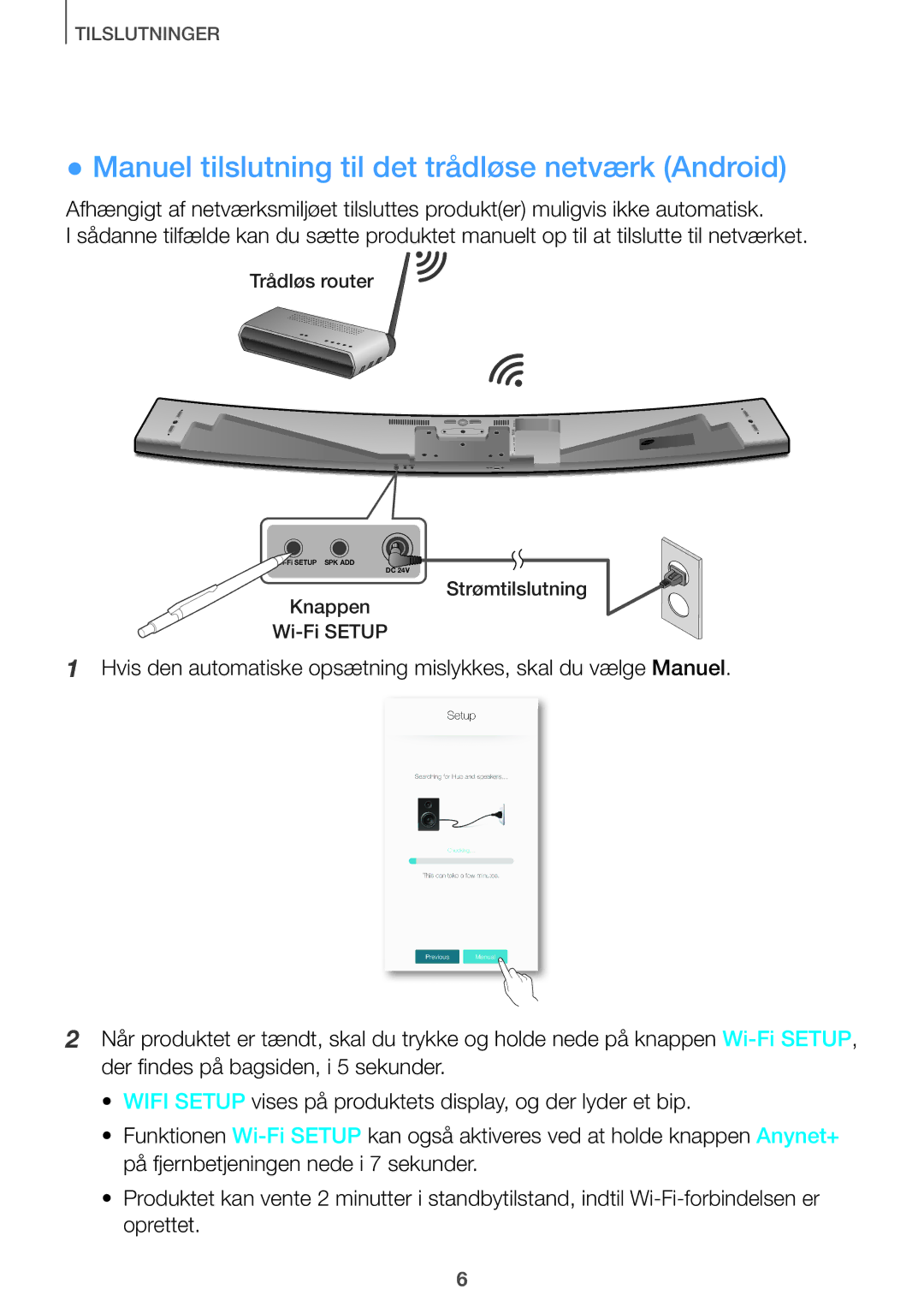 Samsung HW-J661/XE, HW-J660/XE manual Manuel tilslutning til det trådløse netværk Android 