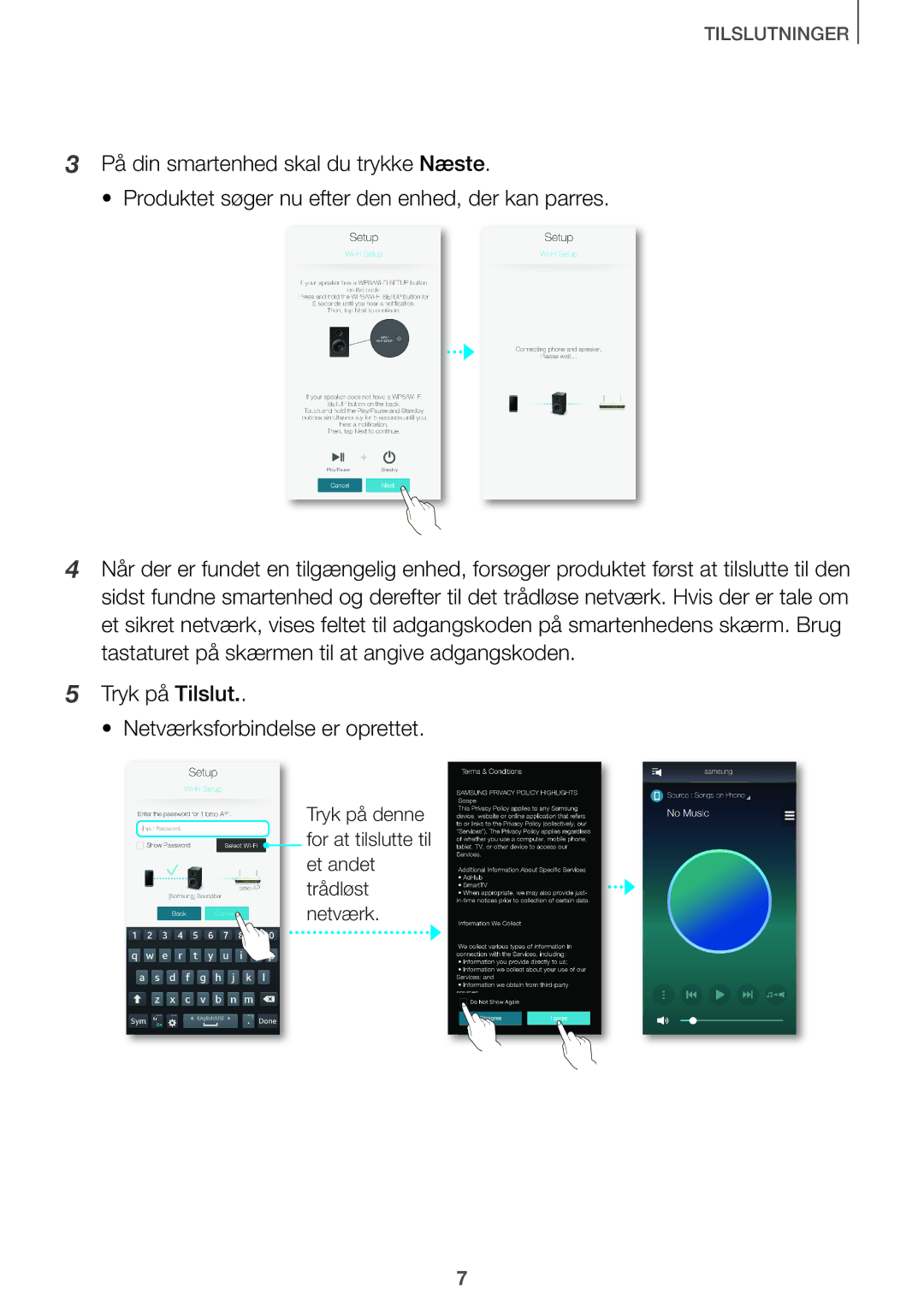 Samsung HW-J660/XE, HW-J661/XE manual Tryk på denne for at tilslutte til Et andet trådløst netværk 