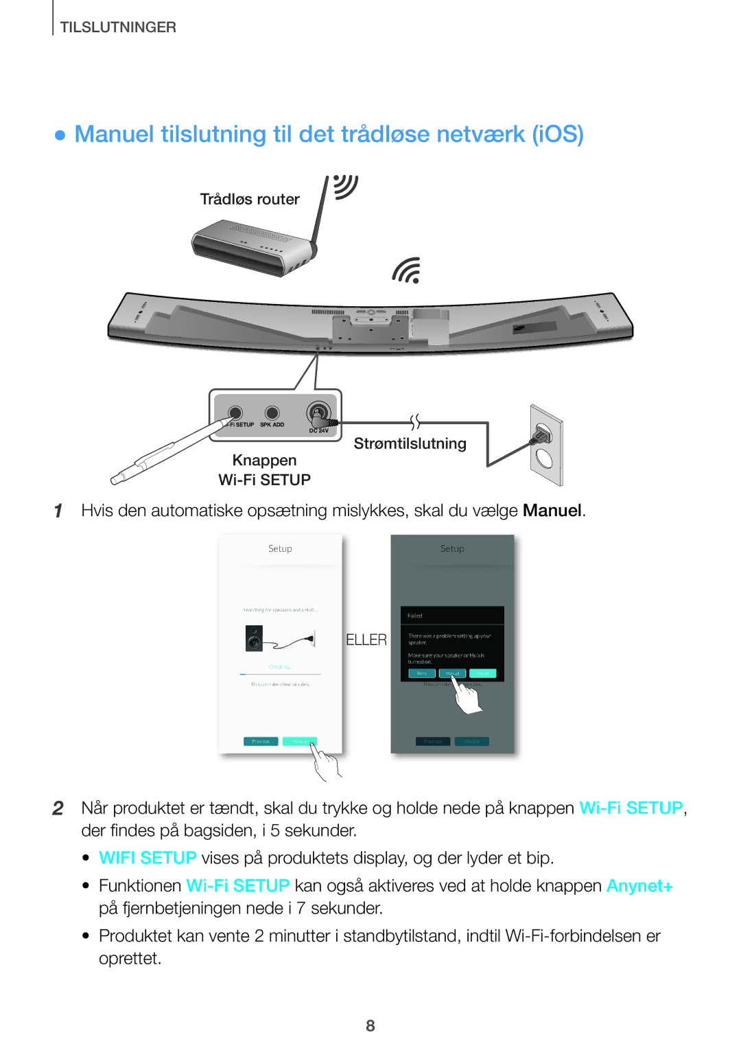 Samsung HW-J661/XE, HW-J660/XE manual Manuel tilslutning til det trådløse netværk iOS 