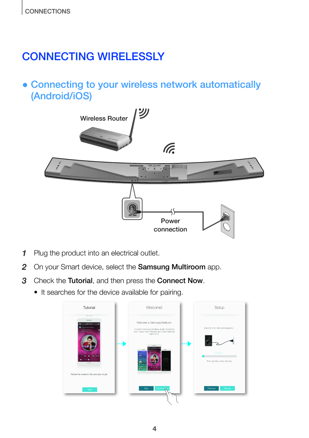 Samsung HW-J650/EN, HW-J7500/EN, HW-J8501/EN, HW-J6502/EN, HW-J6500/EN, HW-J651/EN, HW-J6501/EN manual Connecting Wirelessly 