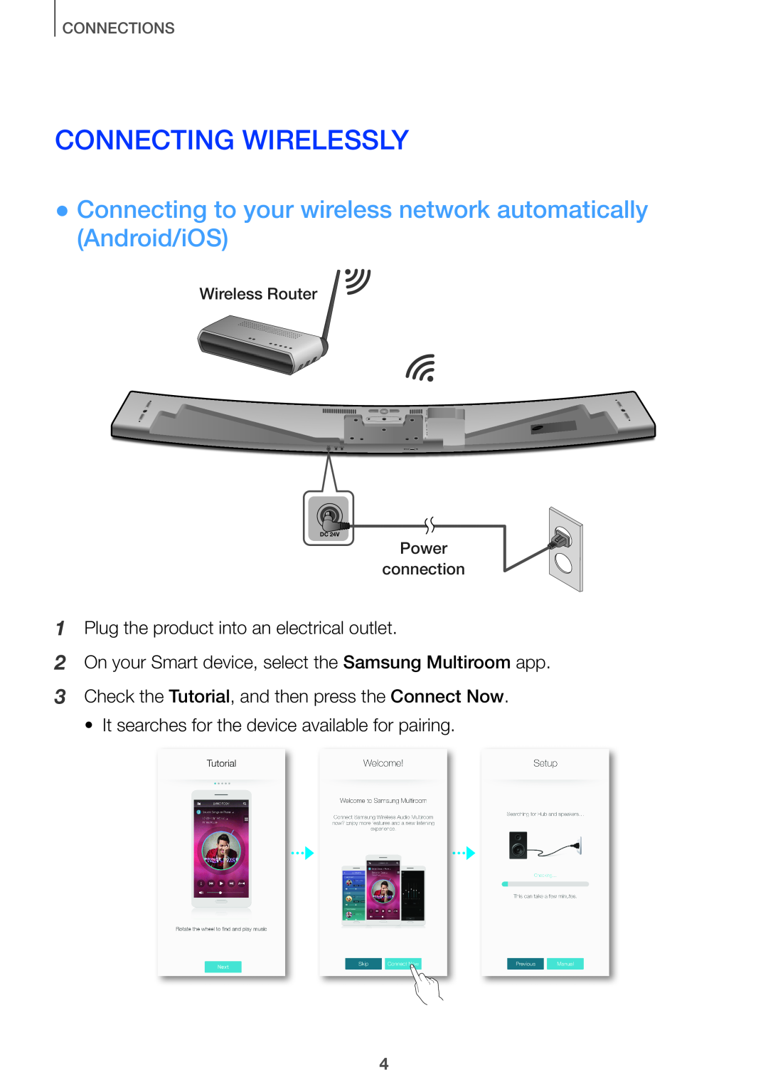 Samsung HW-J650/EN Connecting Wirelessly, Connecting to your wireless network automatically Android/iOS, Connections, 5A.0 