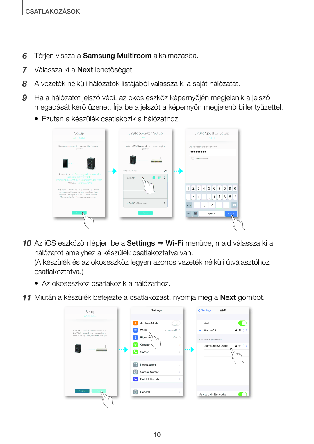 Samsung HW-J7500/EN, HW-J8501/EN, HW-J7501/EN, HW-J8500/EN, HW-J8500/XN manual Csatlakozások 