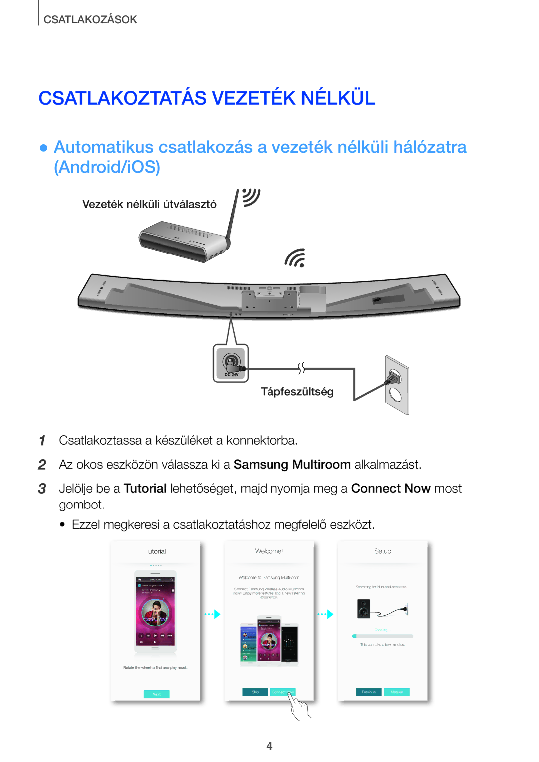 Samsung HW-J8500/XN, HW-J7500/EN, HW-J8501/EN, HW-J7501/EN, HW-J8500/EN manual Csatlakoztatás Vezeték Nélkül 