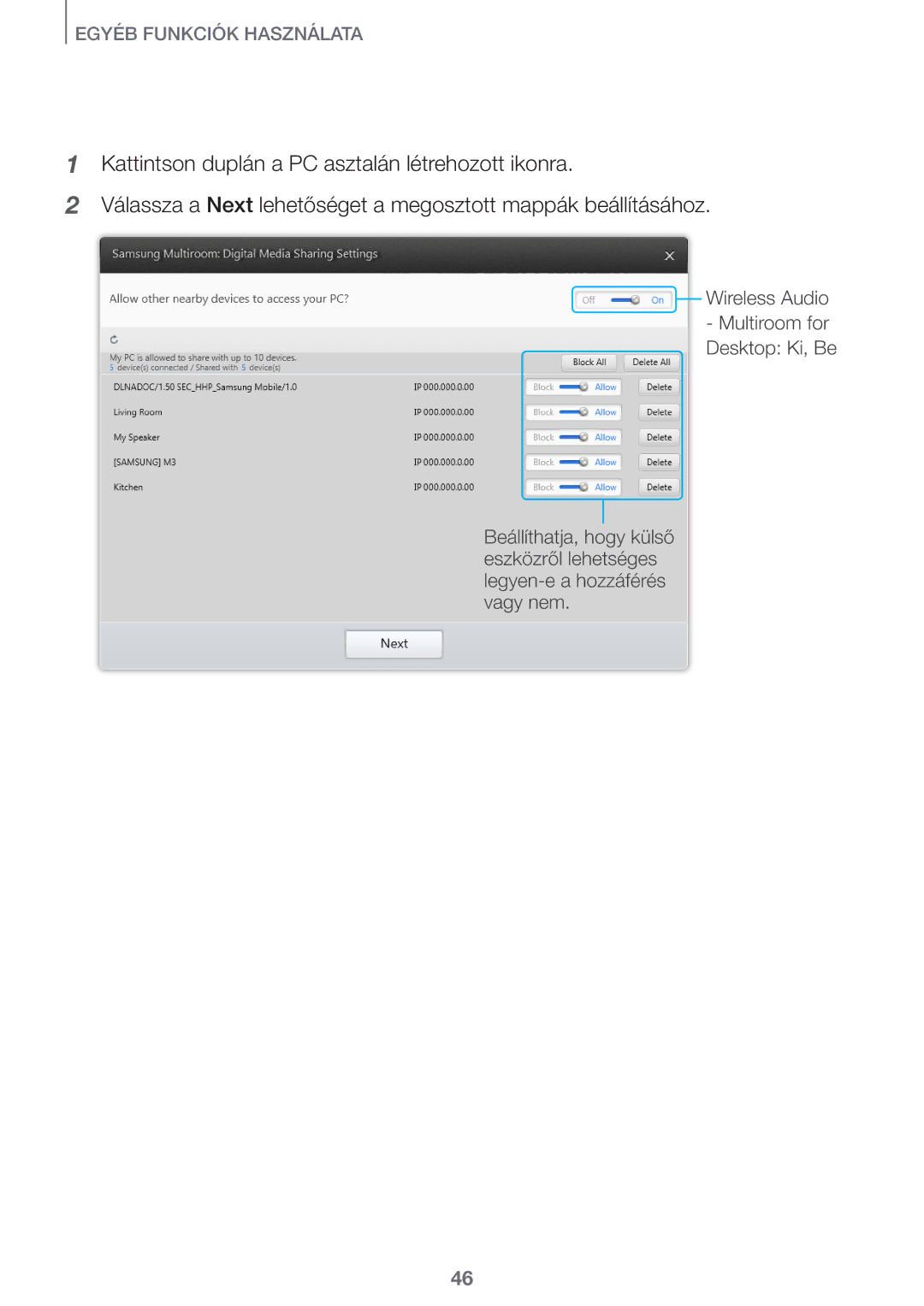 Samsung HW-J8501/EN, HW-J7500/EN, HW-J7501/EN, HW-J8500/EN, HW-J8500/XN manual Egyéb Funkciók Használata 