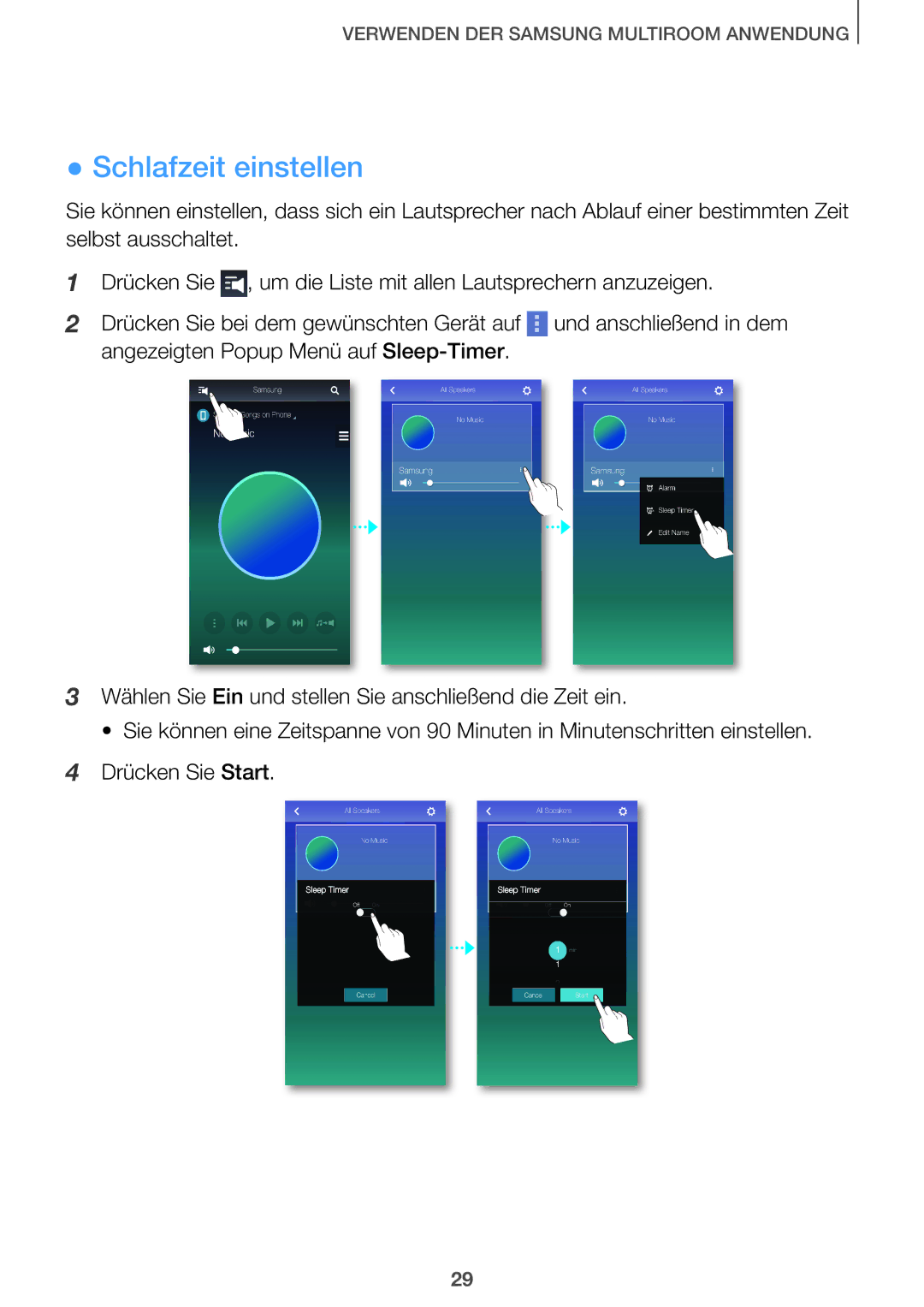 Samsung HW-J8501/EN, HW-J7500/EN, HW-J7501/EN, HW-J8500/EN manual Schlafzeit einstellen 