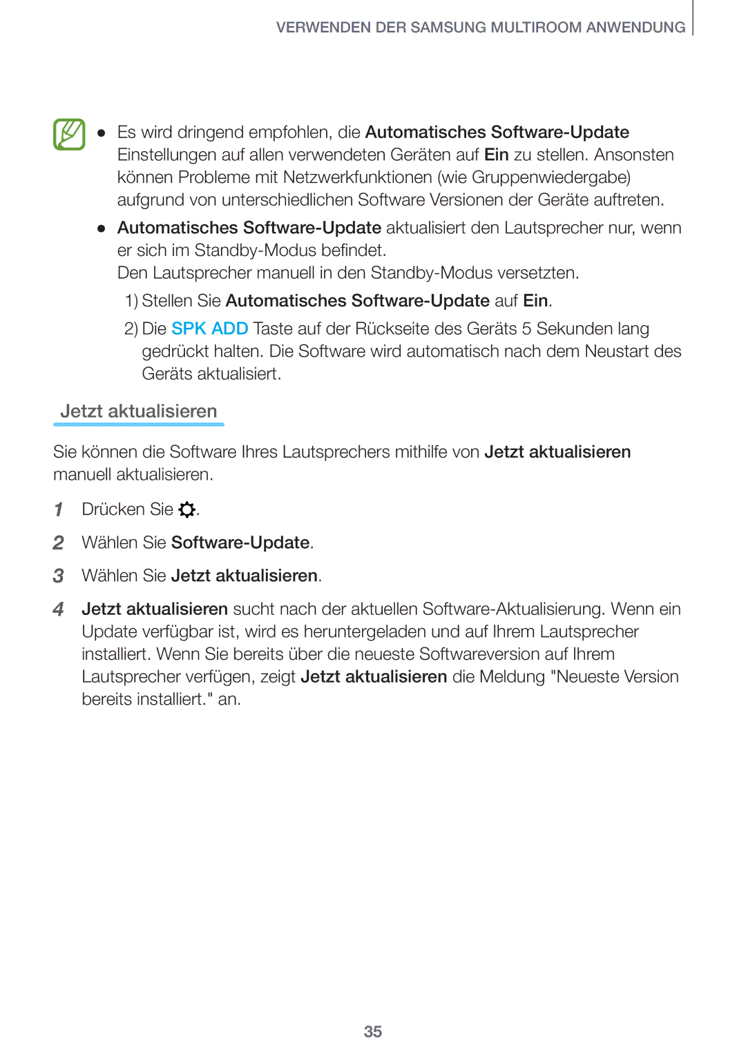 Samsung HW-J8500/EN, HW-J7500/EN, HW-J8501/EN, HW-J7501/EN manual Jetzt aktualisieren 