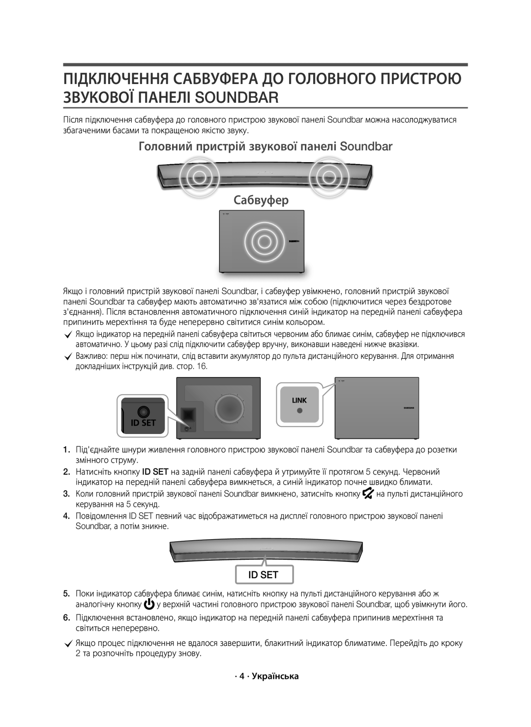 Samsung HW-J7500R/RU manual Головний пристрій звукової панелі Soundbar Сабвуфер 