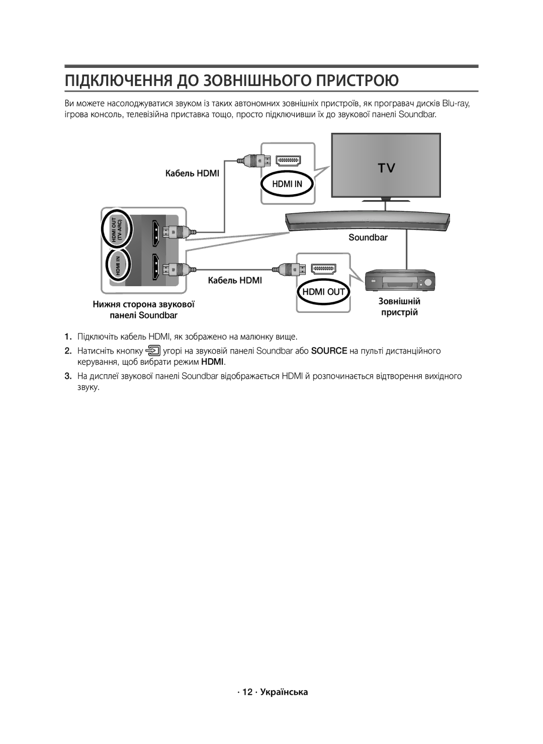 Samsung HW-J7500R/RU manual Підключення ДО Зовнішнього Пристрою, Зовнішній 