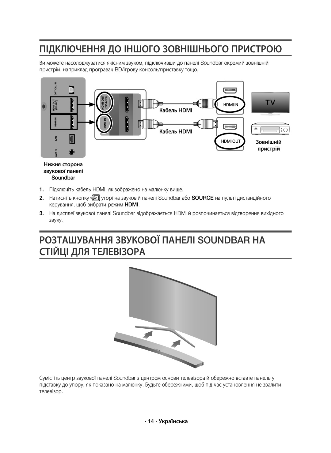 Samsung HW-J7500/RU manual Підключення ДО Іншого Зовнішнього Пристрою, Кабель Hdmi 