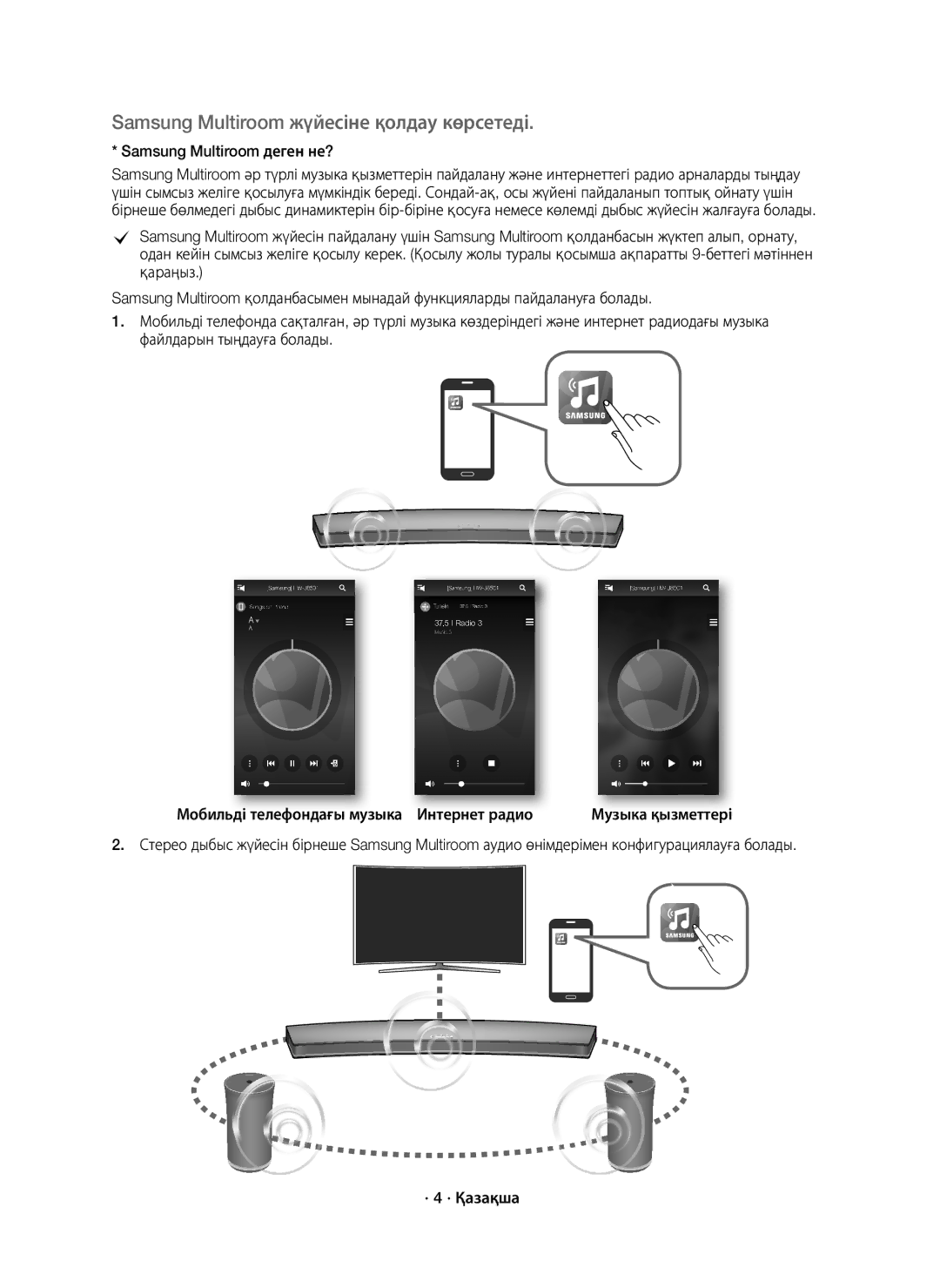 Samsung HW-J7500/RU manual Samsung Multiroom жүйесіне қолдау көрсетеді, Samsung Multiroom деген не? 