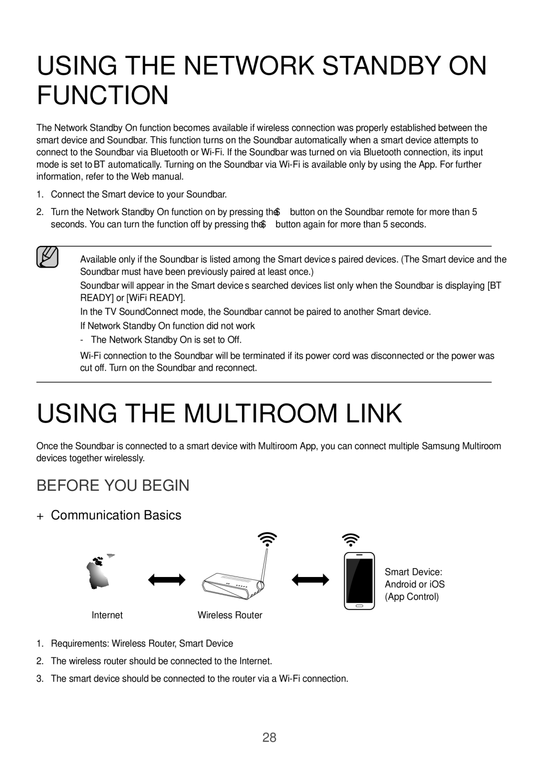 Samsung HW-J7501/EN manual Using the Network Standby on Function, Using the Multiroom Link, Before YOU Begin 