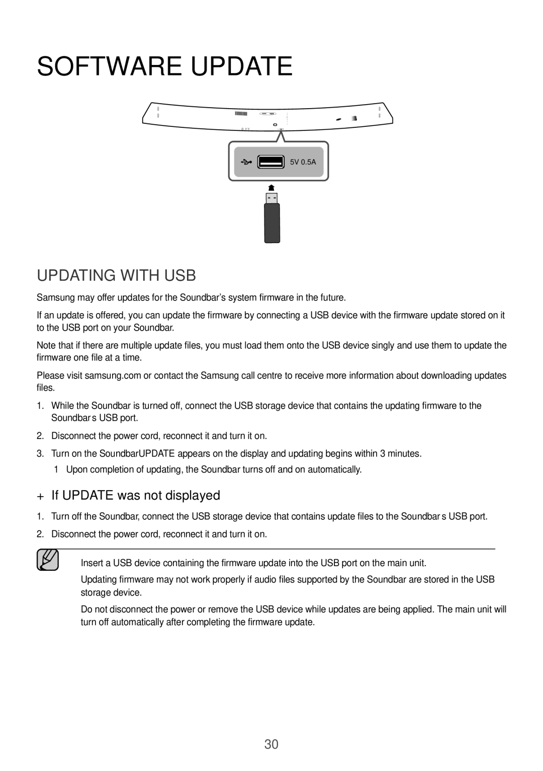 Samsung HW-J7501/EN manual Software Update, Updating with USB, ++If Update was not displayed 