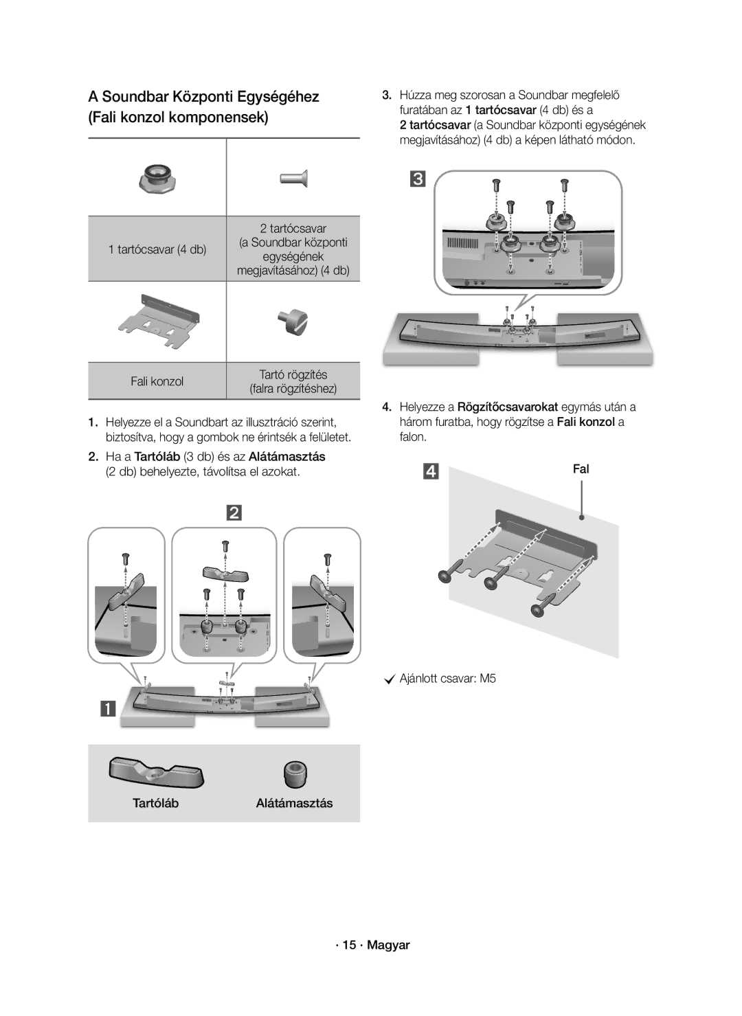 Samsung HW-J7500R/EN, HW-J7501R/EN, HW-J7500R/XN Soundbar Központi Egységéhez Fali konzol komponensek, Tartócsavar 4 db 