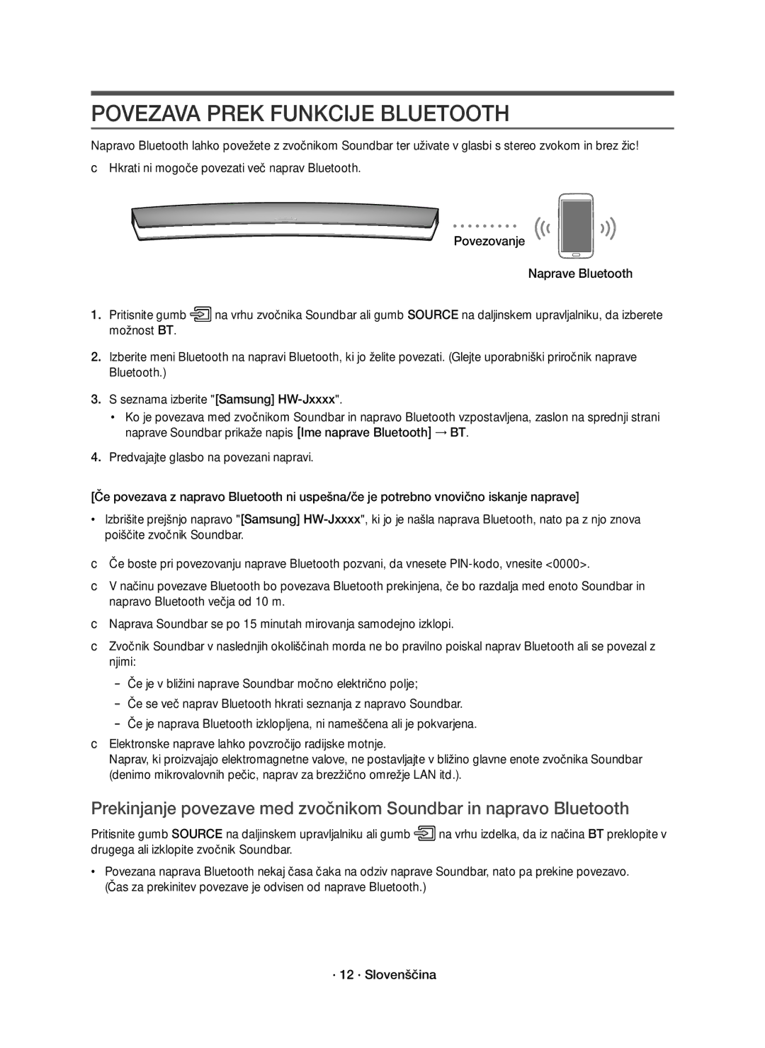 Samsung HW-J7500R/XN, HW-J7501R/EN, HW-J7500R/EN manual Povezava Prek Funkcije Bluetooth 