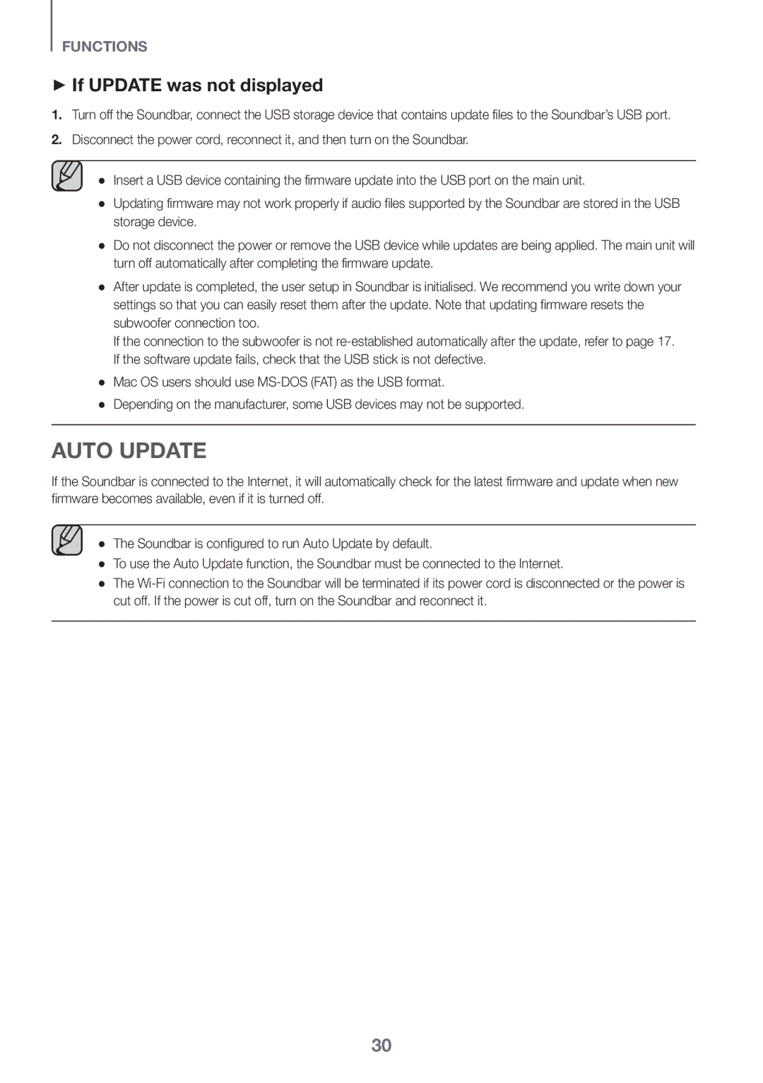 Samsung HW-J7501R/ZF, HW-J7501R/EN, HW-J7500R/EN, HW-J7500R/ZF, HW-J7500R/XN manual Auto Update, ++If Update was not displayed 