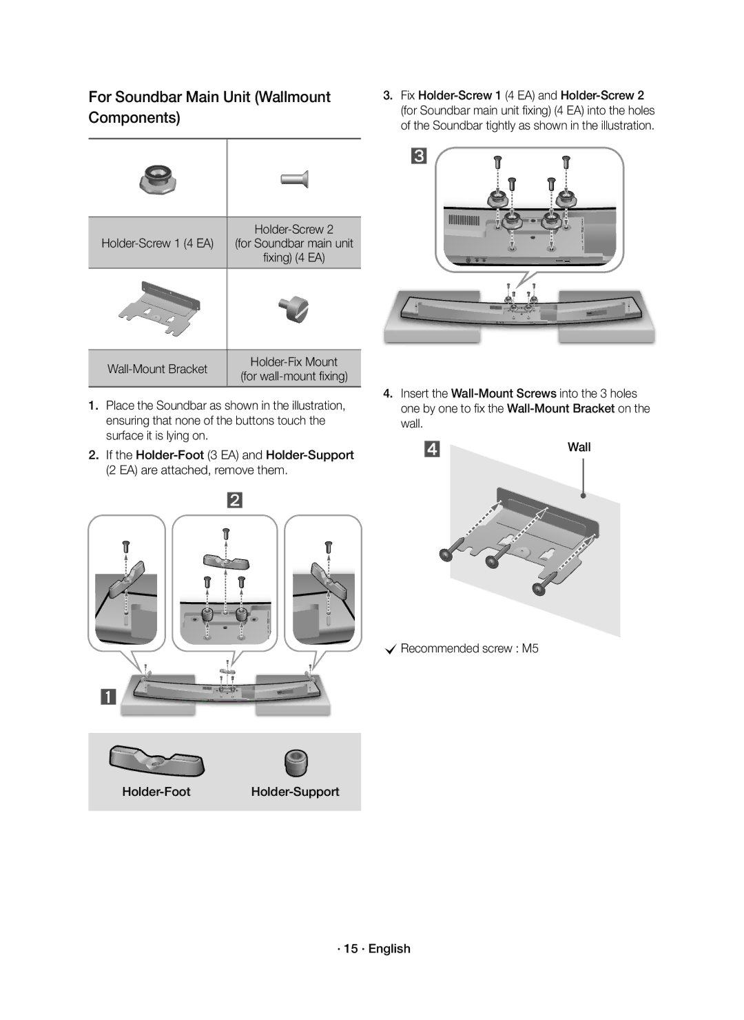 Samsung HW-J7500R/ZF, HW-J7501R/EN, HW-J7500R/EN, HW-J7501R/ZF manual Holder-Screw 1 4 EA, Wall-Mount Bracket 