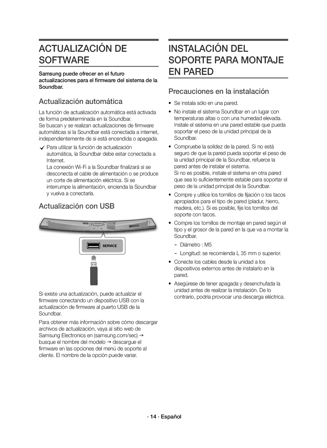 Samsung HW-J7501R/ZF Actualización DE Software, Instalación DEL Soporte Para Montaje EN Pared, Actualización automática 