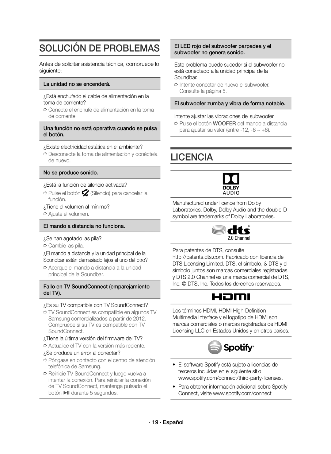 Samsung HW-J7500R/ZF, HW-J7501R/EN, HW-J7500R/EN, HW-J7501R/ZF manual Licencia 