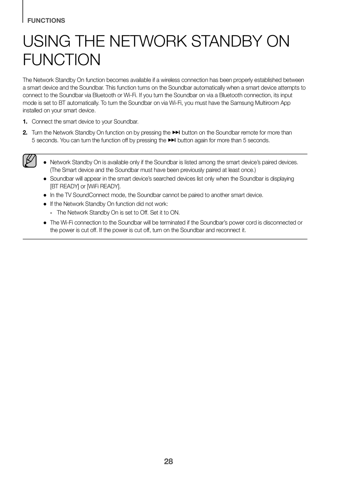 Samsung HW-J7501R/SQ manual Using the Network Standby on Function 