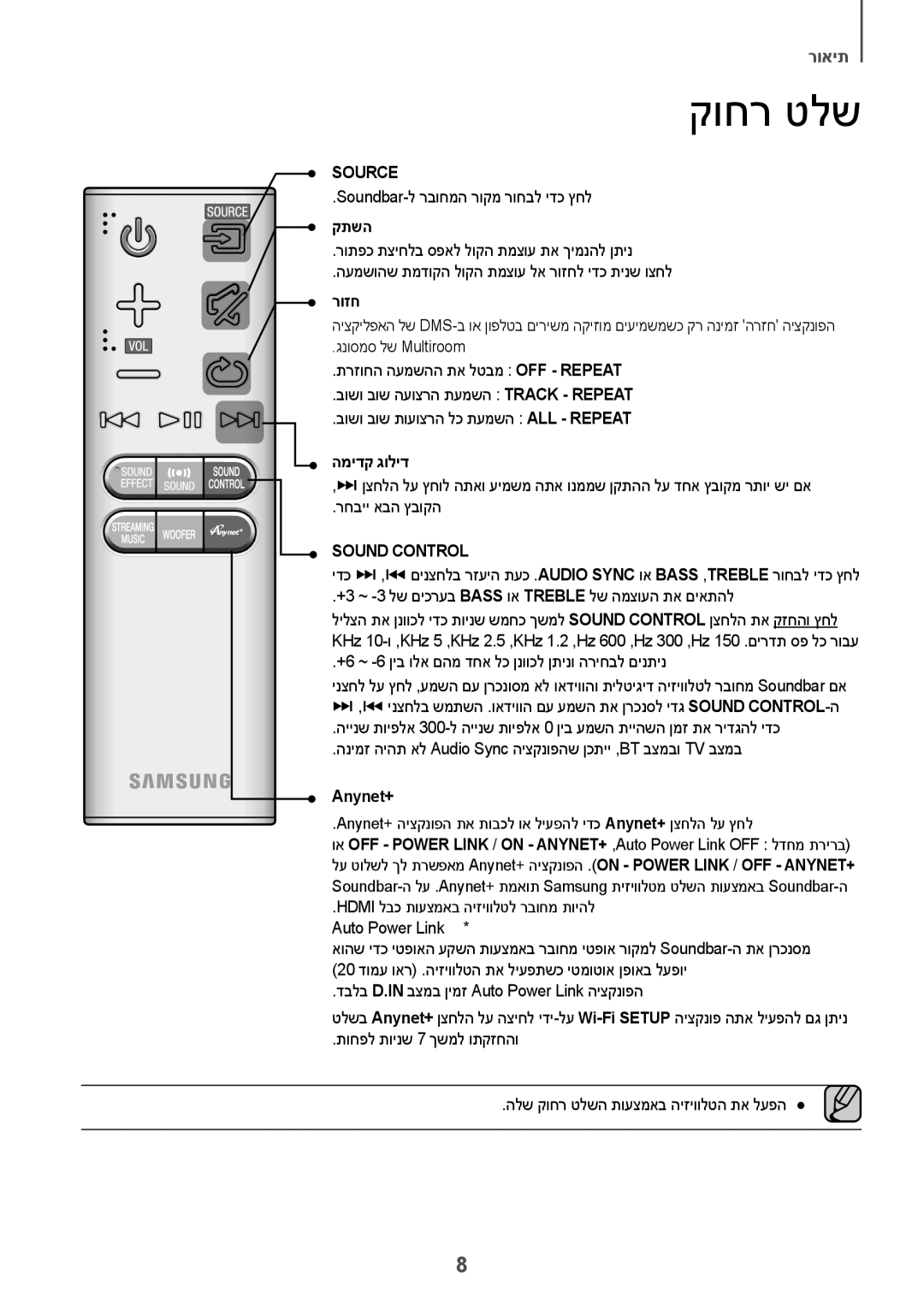 Samsung HW-J7501R/SQ manual קוחר טלש, קתשה, רוזח, המידק גוליד 