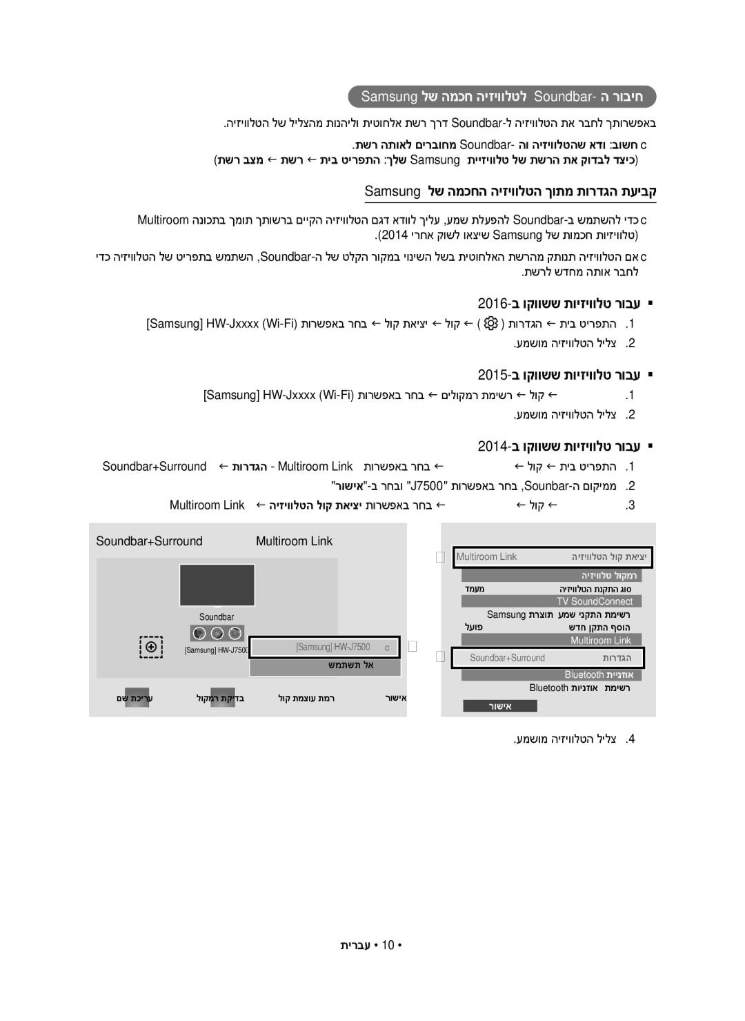 Samsung HW-J7501R/SQ manual Soundbar+Surround, תירבע · 10 · 