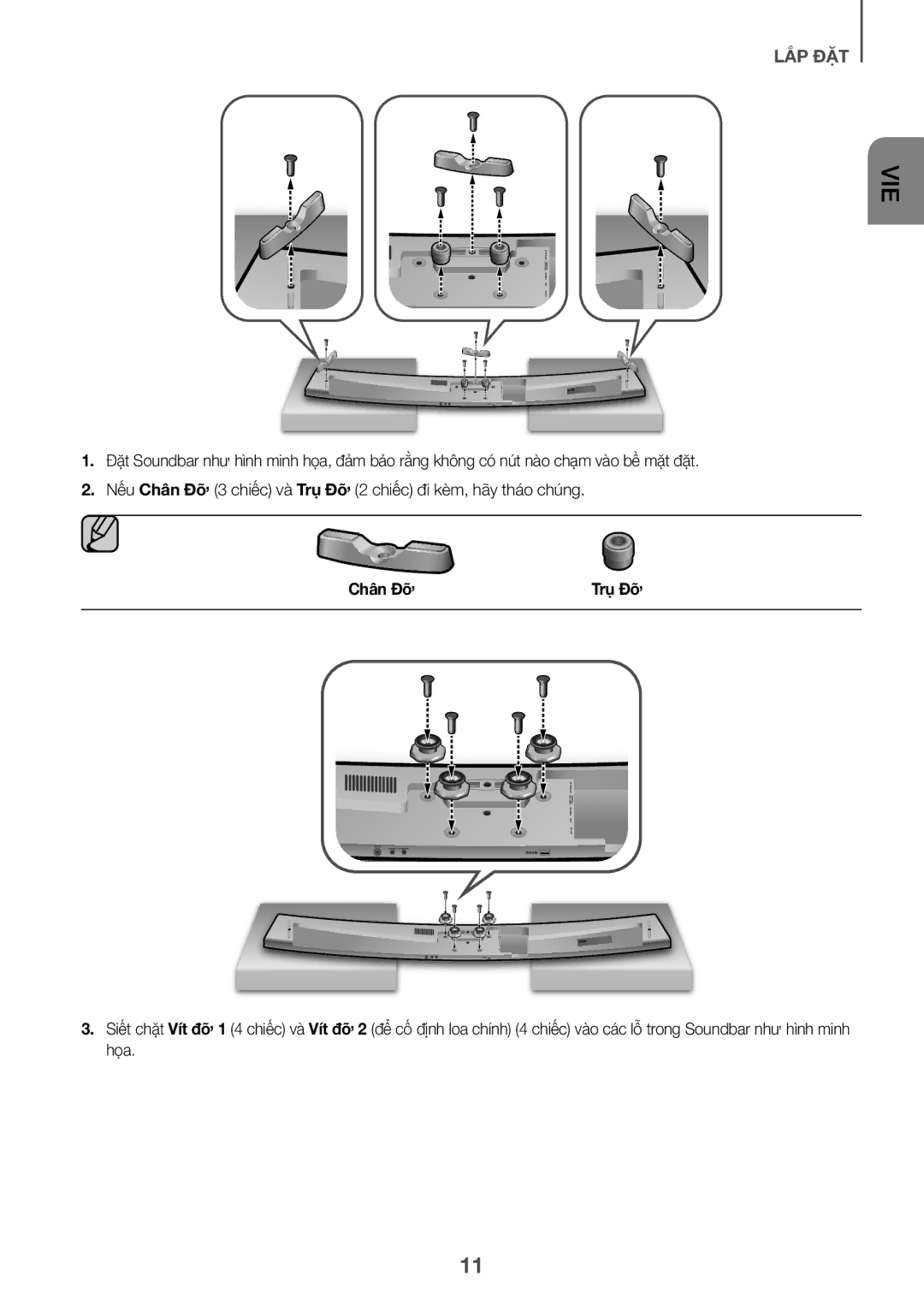 Samsung HW-J7501R/XV manual Chân Đỡ̃ Trụ̣ Đỡ̃ 