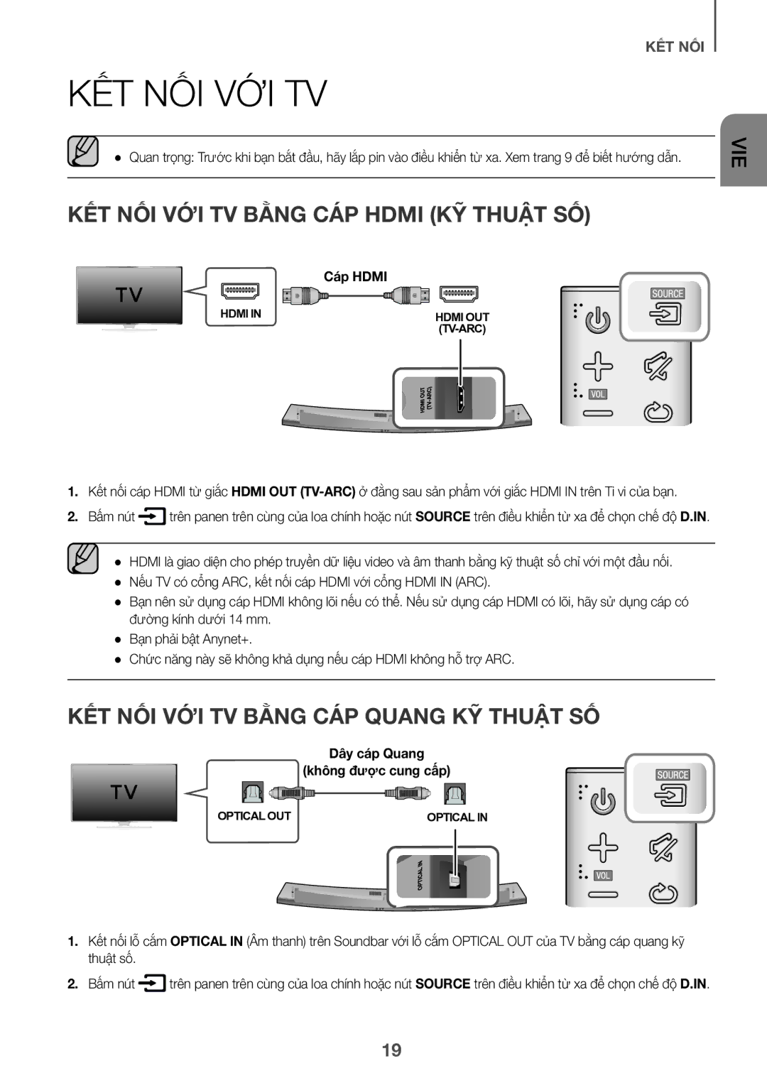 Samsung HW-J7501R/XV manual Kết Nối Với Tv, KÊT NÔI VỚI TV BẰNG CÁP Hdmi KỸ Thuât SÔ, Cáp Hdmi 