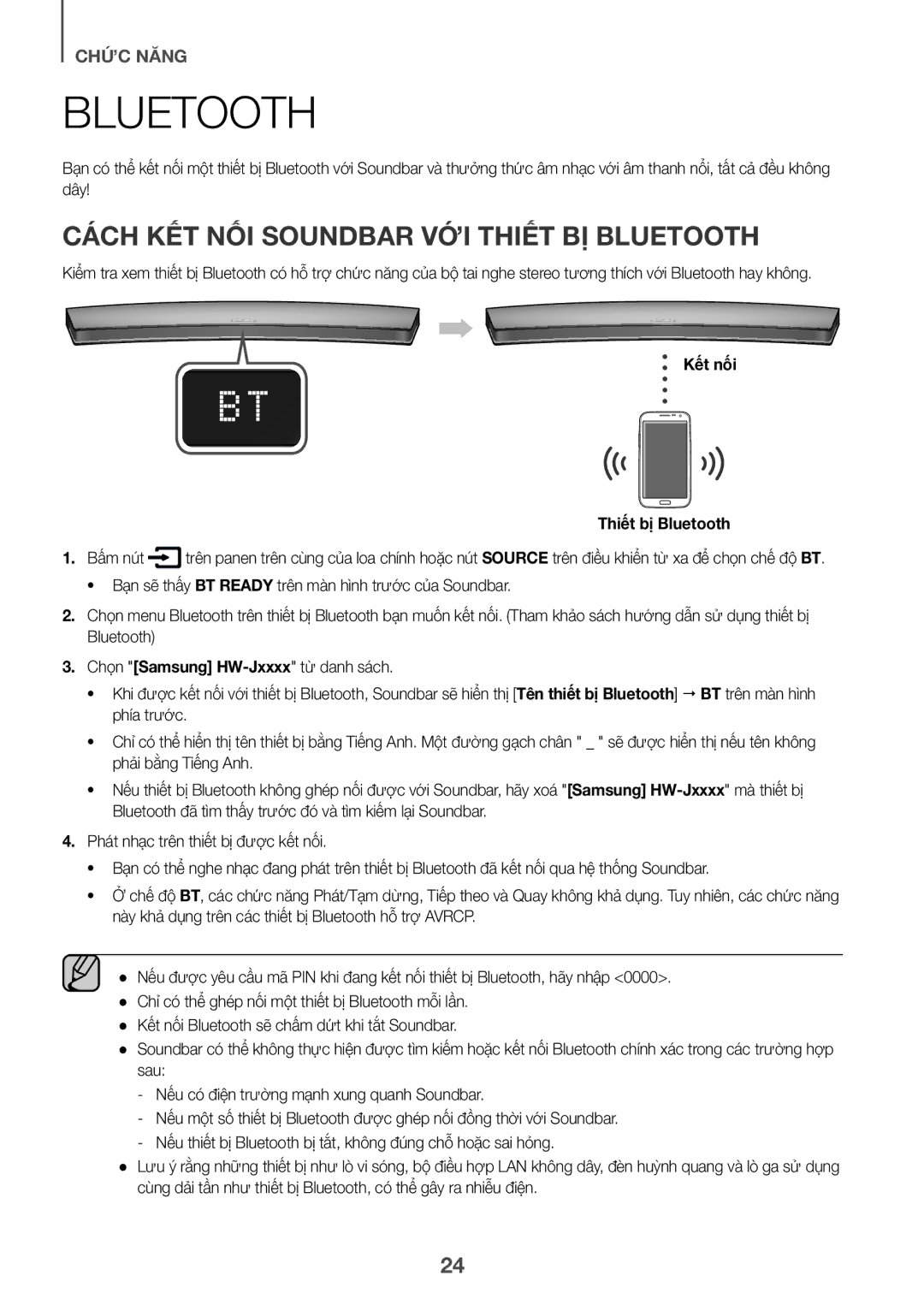 Samsung HW-J7501R/XV manual CÁCH KÊT NÔI Soundbar VỚI Thiêt BI Bluetooth, Kết nối Thiết bi Bluetooth 