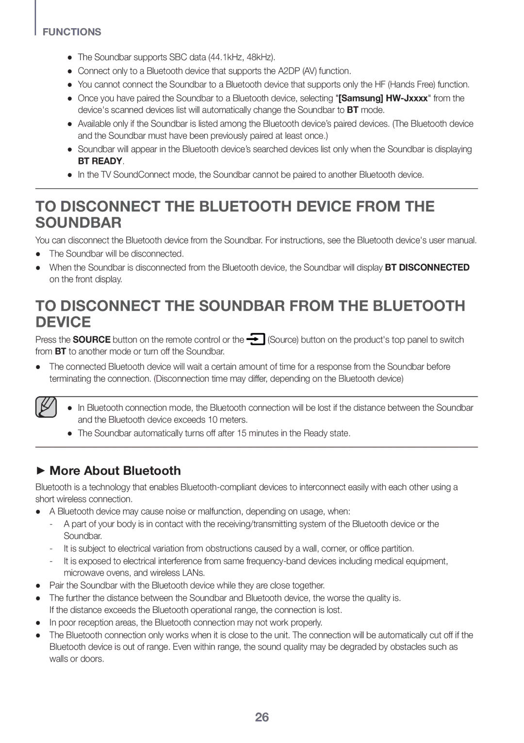 Samsung HW-J7501/SQ manual To Disconnect the Bluetooth Device from the Soundbar, ++More About Bluetooth 