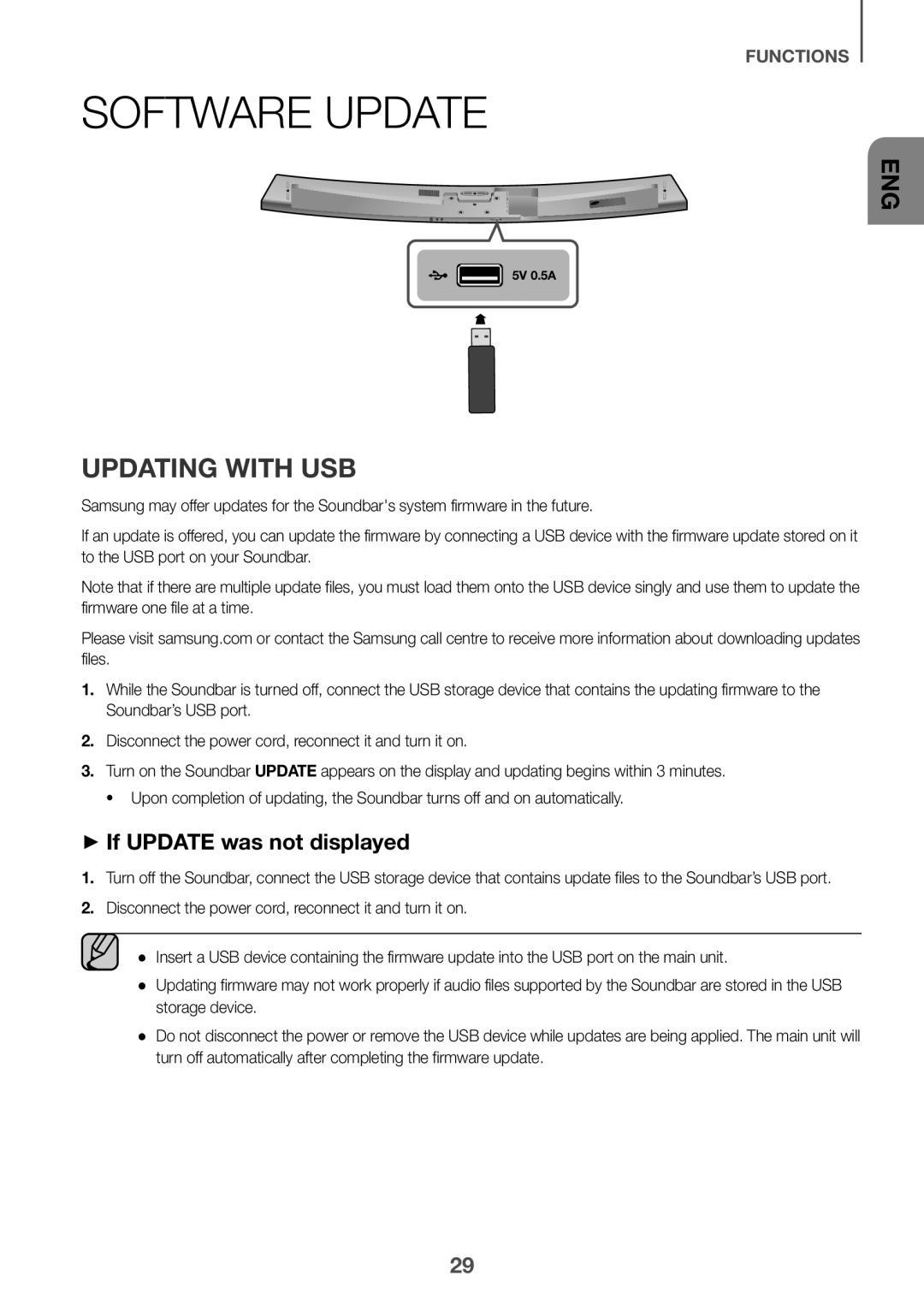 Samsung HW-J7501/SQ manual Software Update, Updating with USB, ++If Update was not displayed 