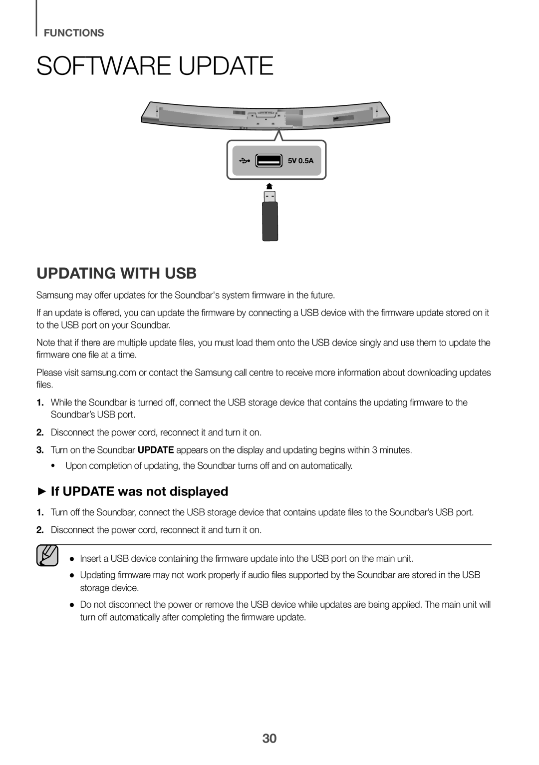 Samsung HW-J7501/XV manual Software Update, Updating with USB, ++If Update was not displayed 