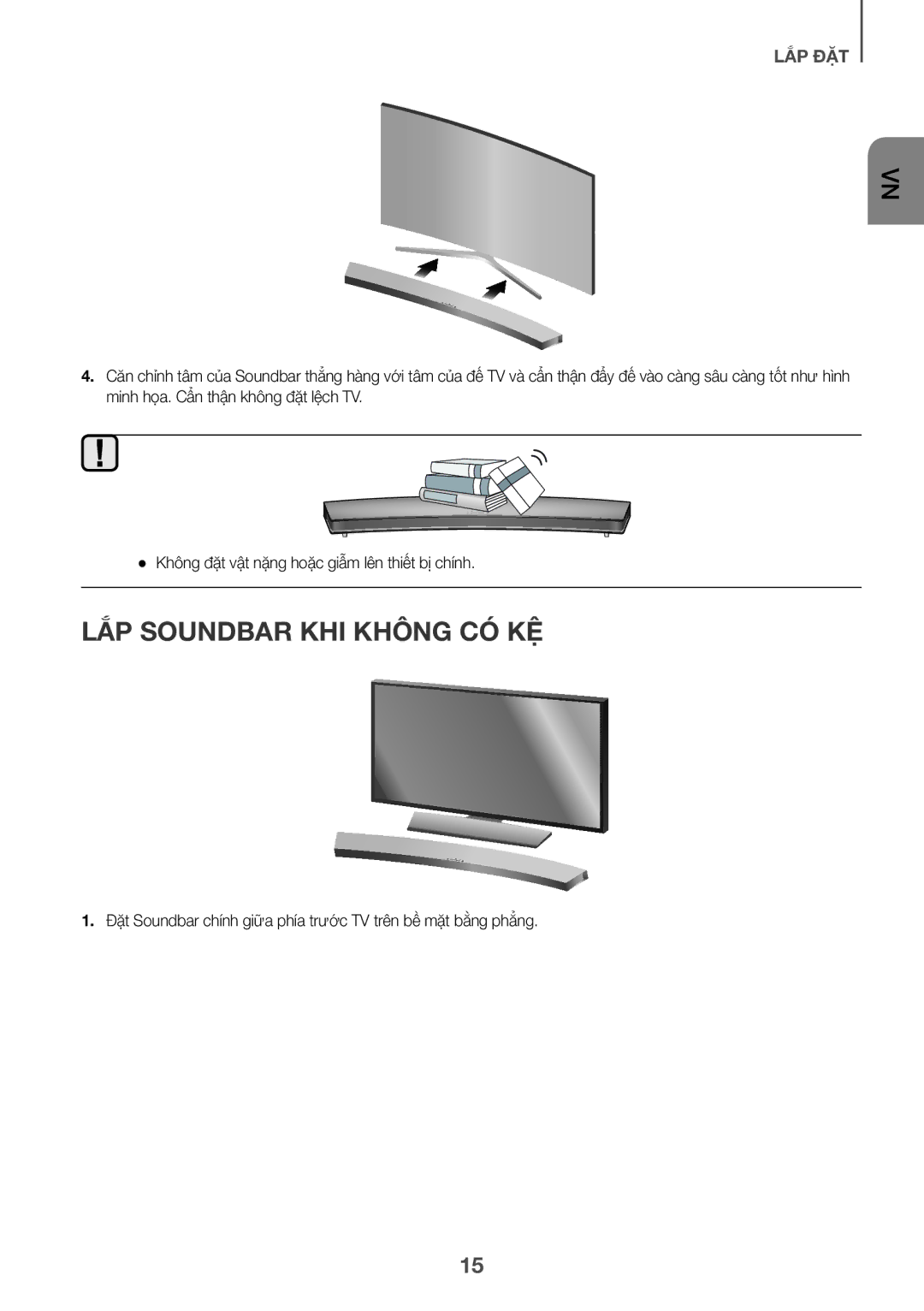 Samsung HW-J7501/XV manual LẮP Soundbar KHI Không CÓ KỆ 