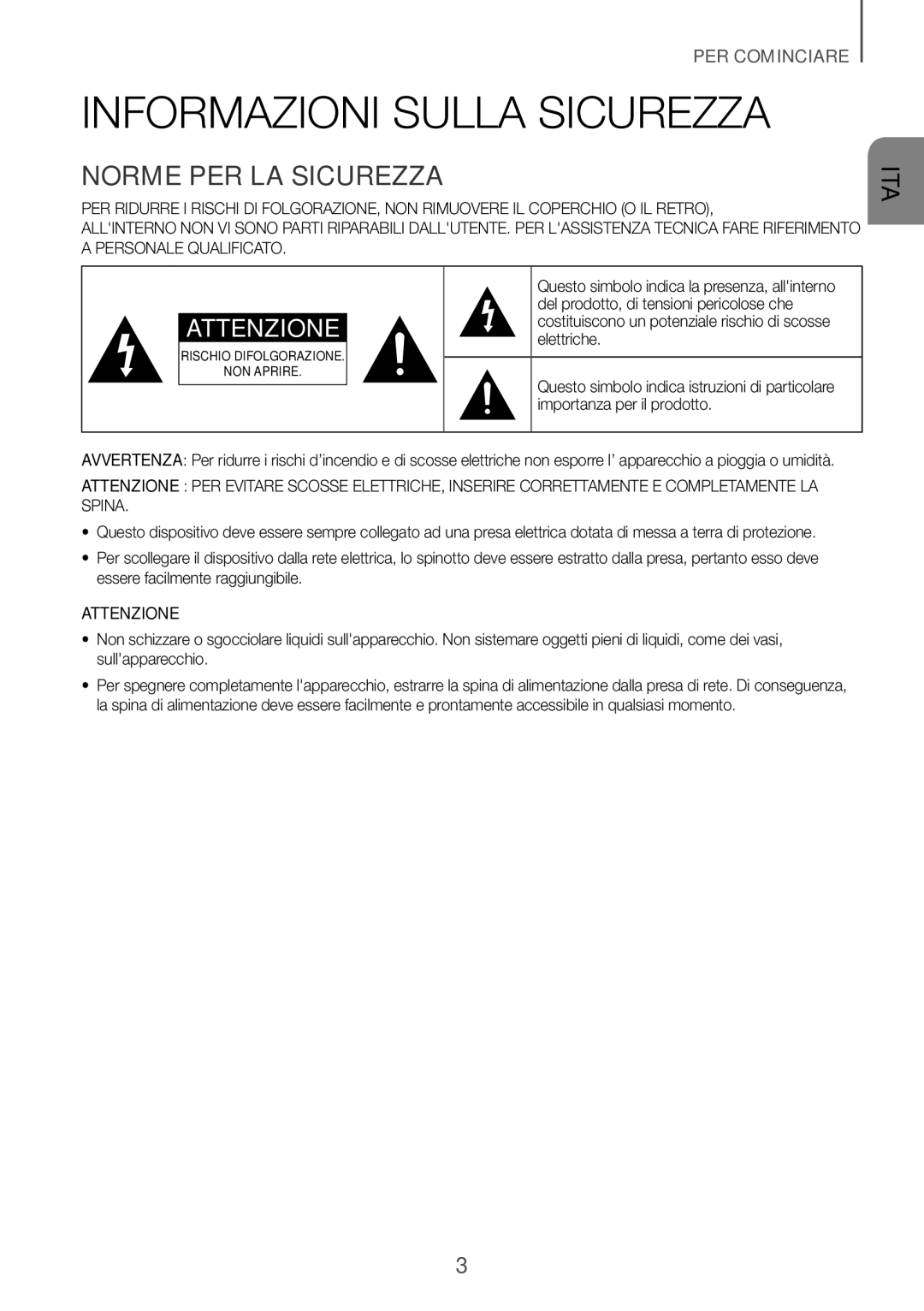 Samsung HW-J7500/ZF, HW-J7501/ZF manual Informazioni Sulla Sicurezza, Norme PER LA Sicurezza 