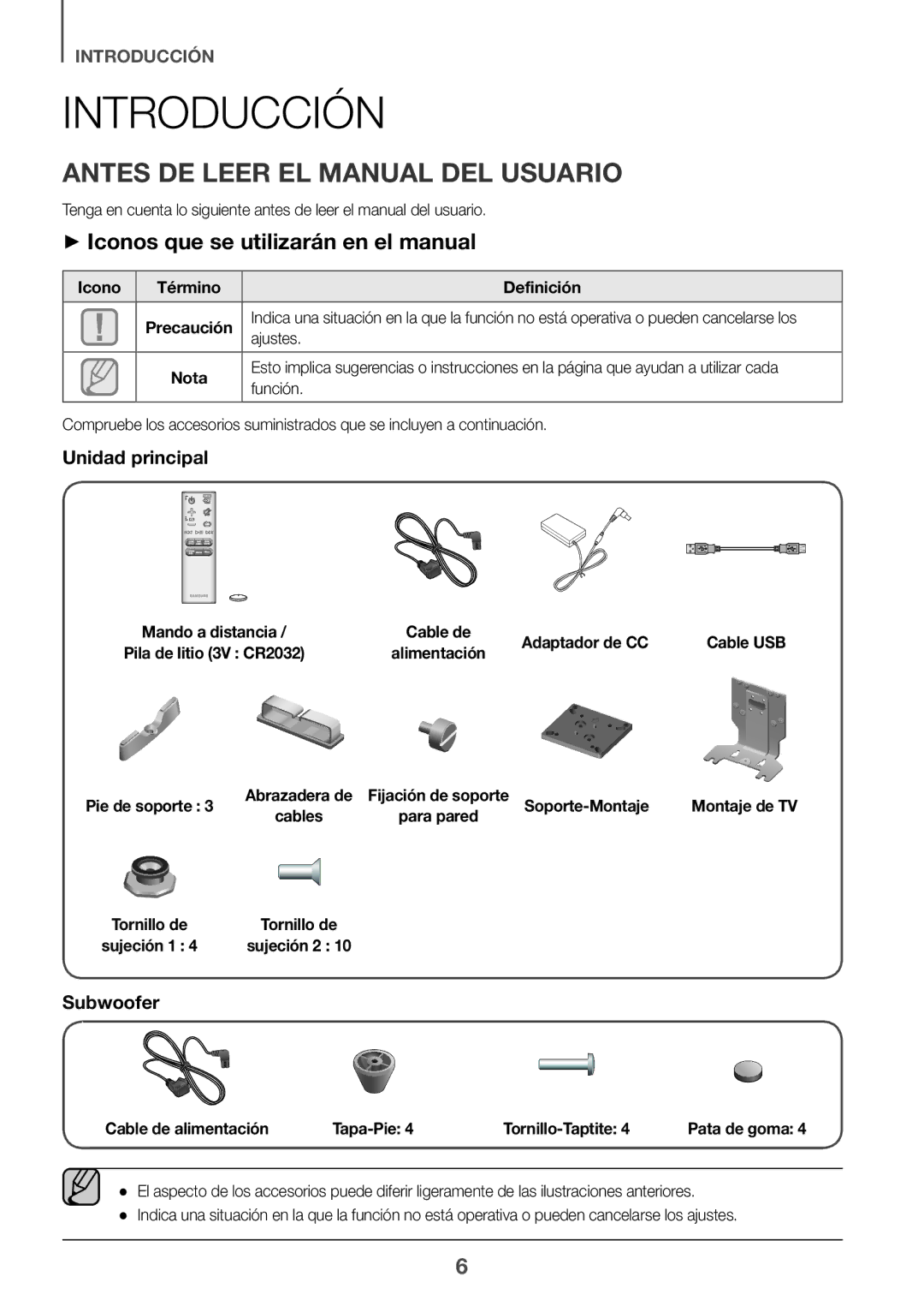 Samsung HW-J7501/ZF Introducción, Antes DE Leer EL Manual DEL Usuario, ++Iconos que se utilizarán en el manual 