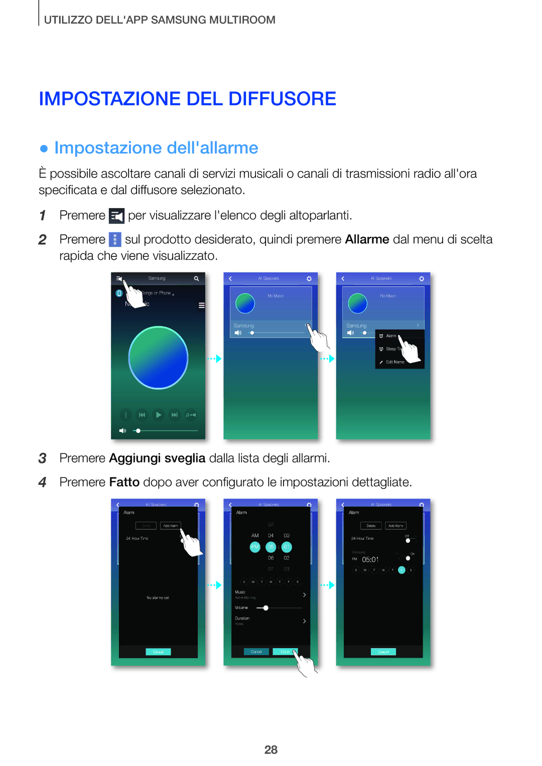 Samsung HW-J7501/ZF manual Impostazione DEL Diffusore, Impostazione dellallarme 