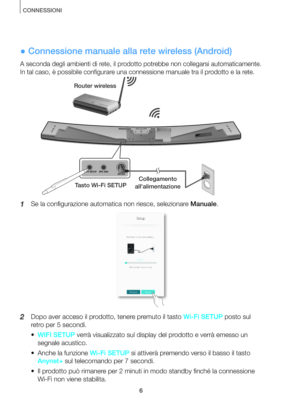 Samsung HW-J7501/ZF Connessione manuale alla rete wireless Android 