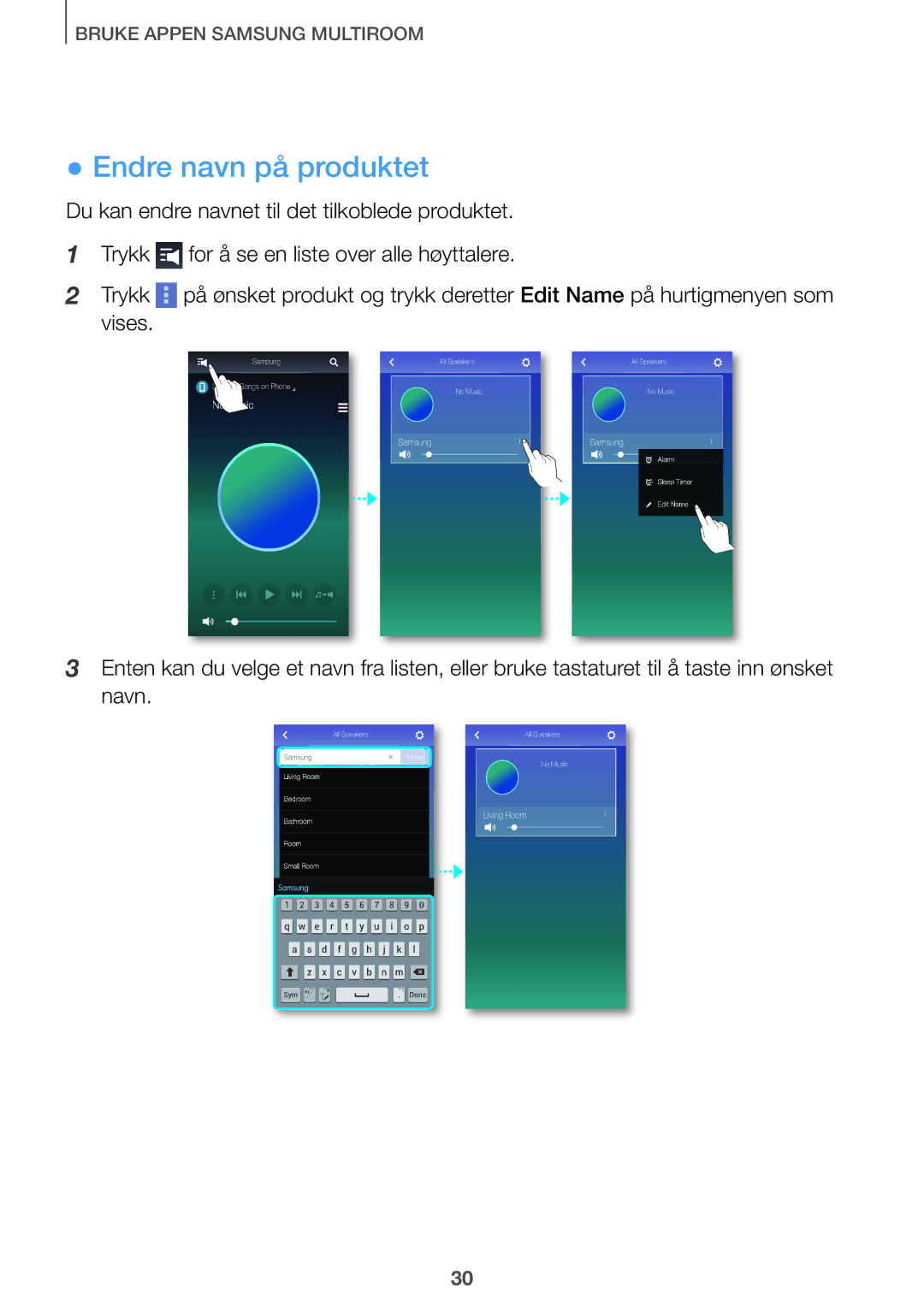 Samsung HW-J7511/XE, HW-J7510/XE, HW-J8511/XE, HW-J8510/XE manual Endre navn på produktet 