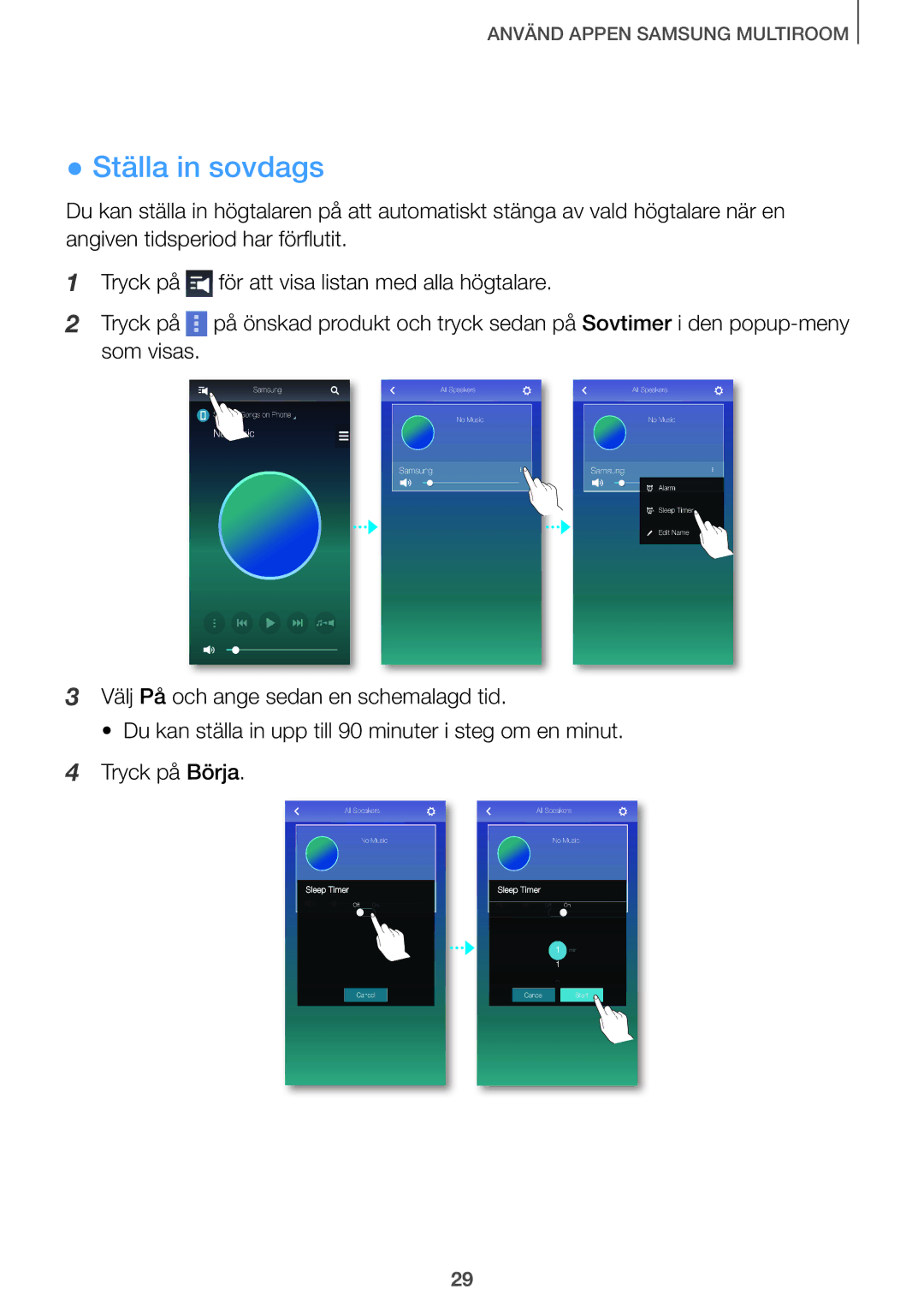 Samsung HW-J8511/XE, HW-J7510/XE, HW-J7511/XE, HW-J8510/XE manual Ställa in sovdags 