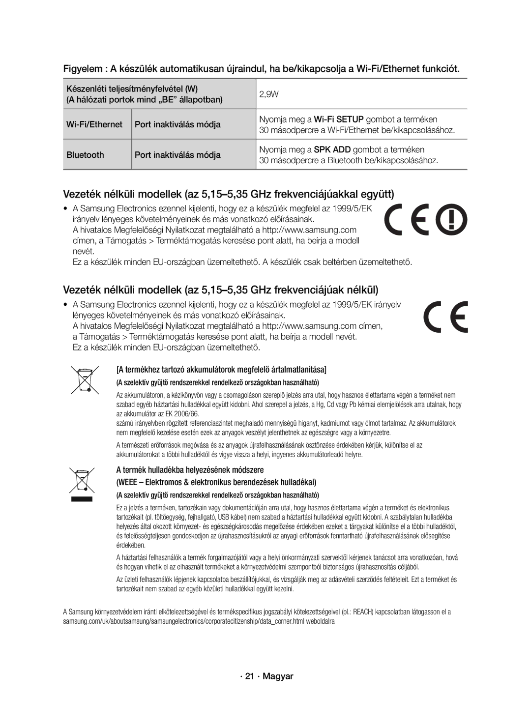 Samsung HW-J8501R/EN, HW-J8500R/EN, HW-J8500R/XN manual · 21 · Magyar 