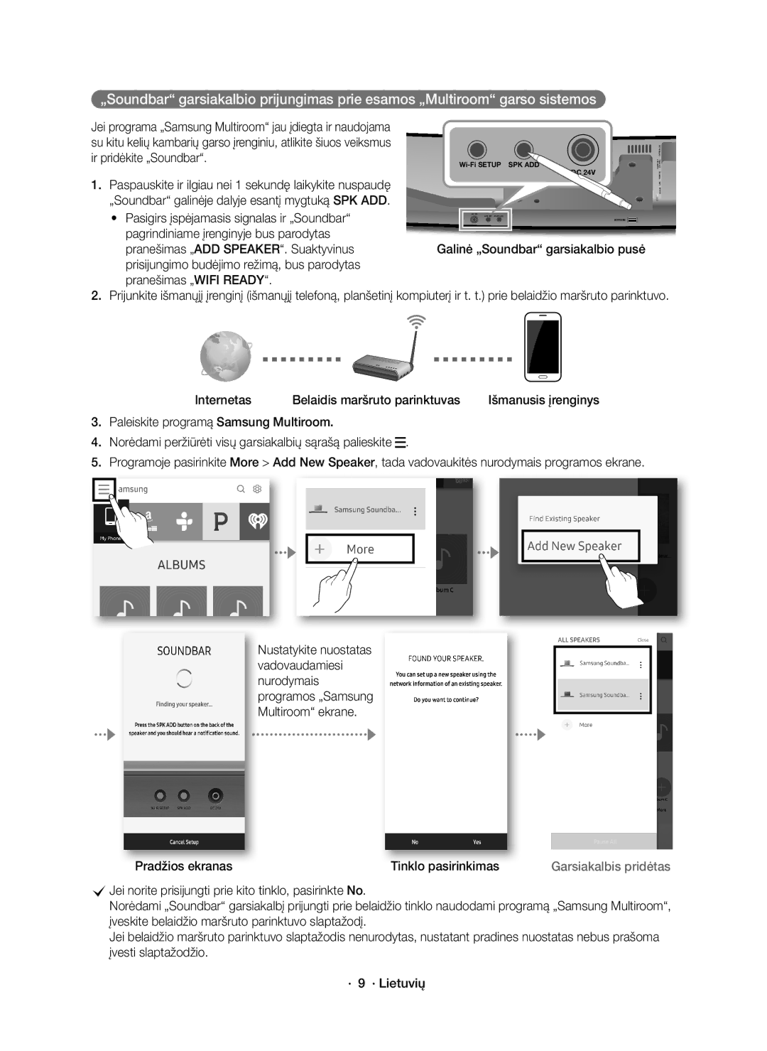 Samsung HW-J8501R/EN, HW-J8500R/EN, HW-J8500R/XN manual Pasigirs įspėjamasis signalas ir „Soundbar 