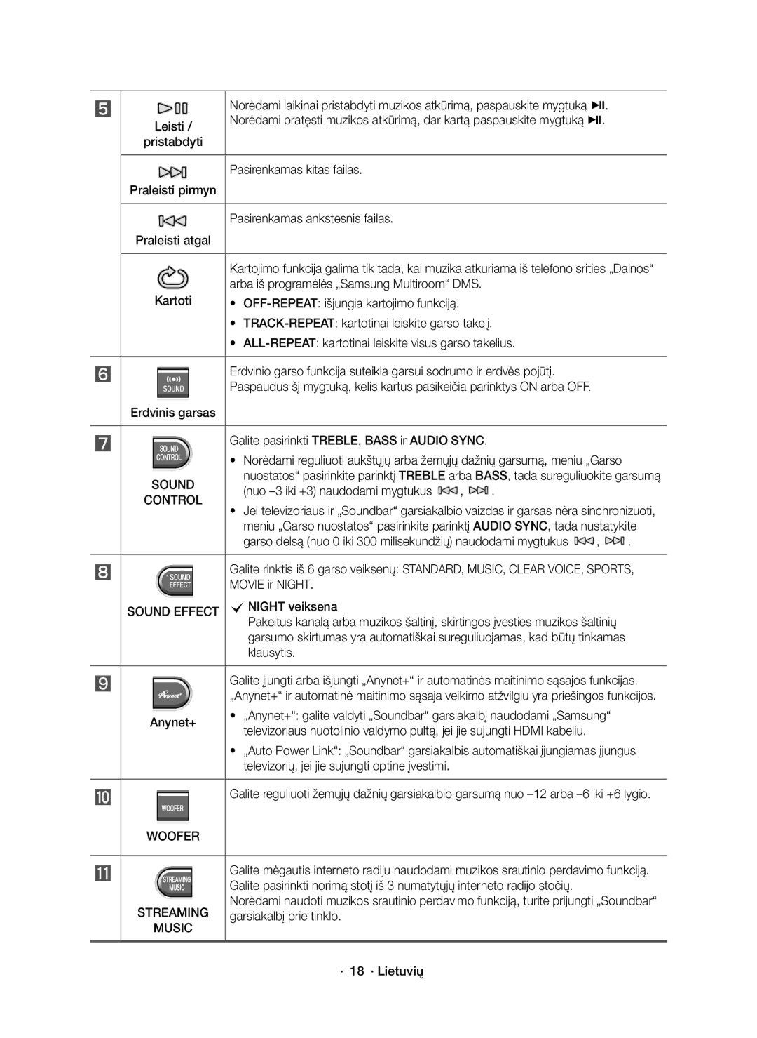 Samsung HW-J8501R/EN manual Garso delsą nuo 0 iki 300 milisekundžių naudodami mygtukus, Movie ir Night, CNIGHT veiksena 