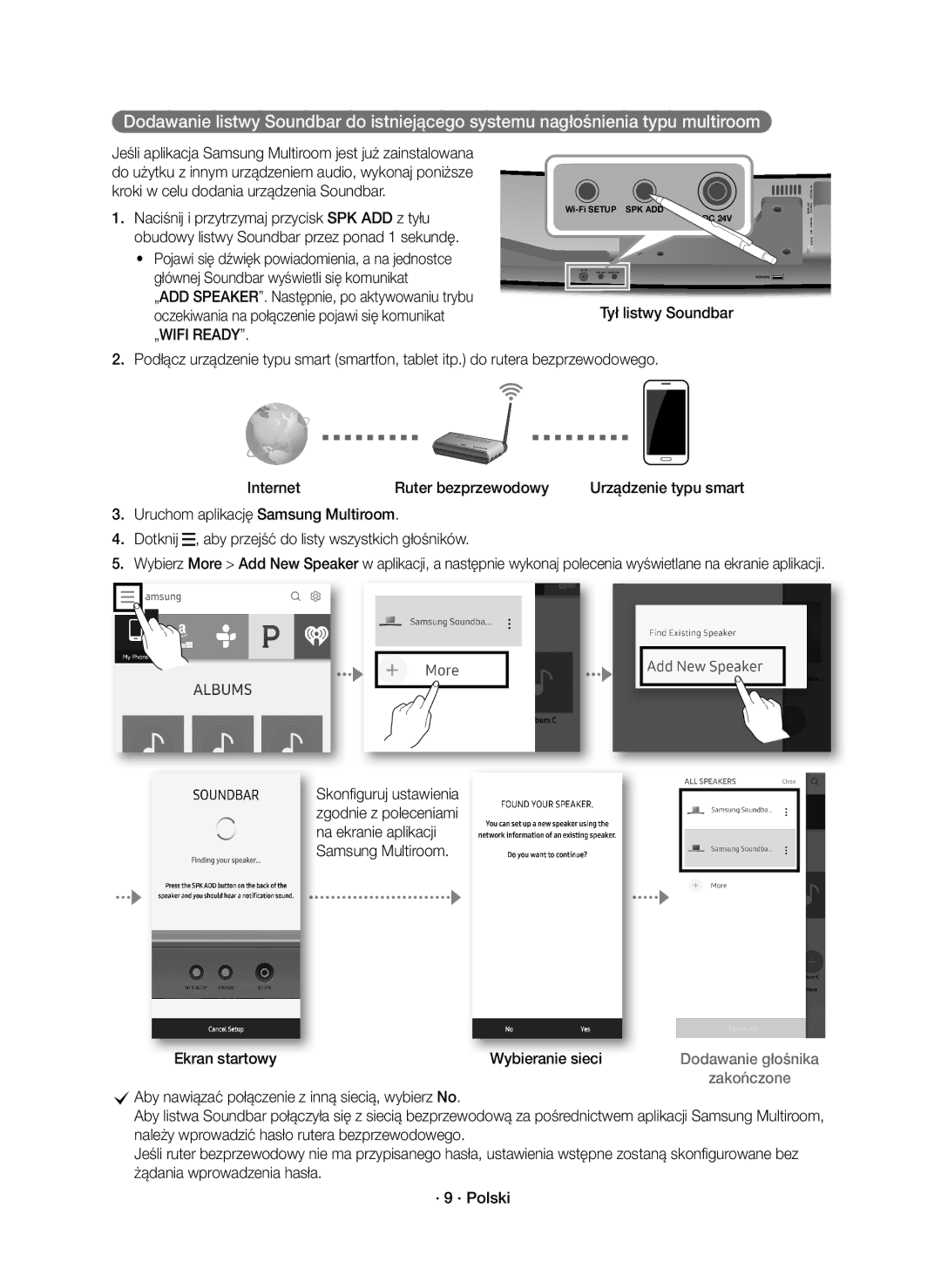 Samsung HW-J8500R/EN, HW-J8501R/EN, HW-J8500R/XN manual Ekran startowy Wybieranie sieci 